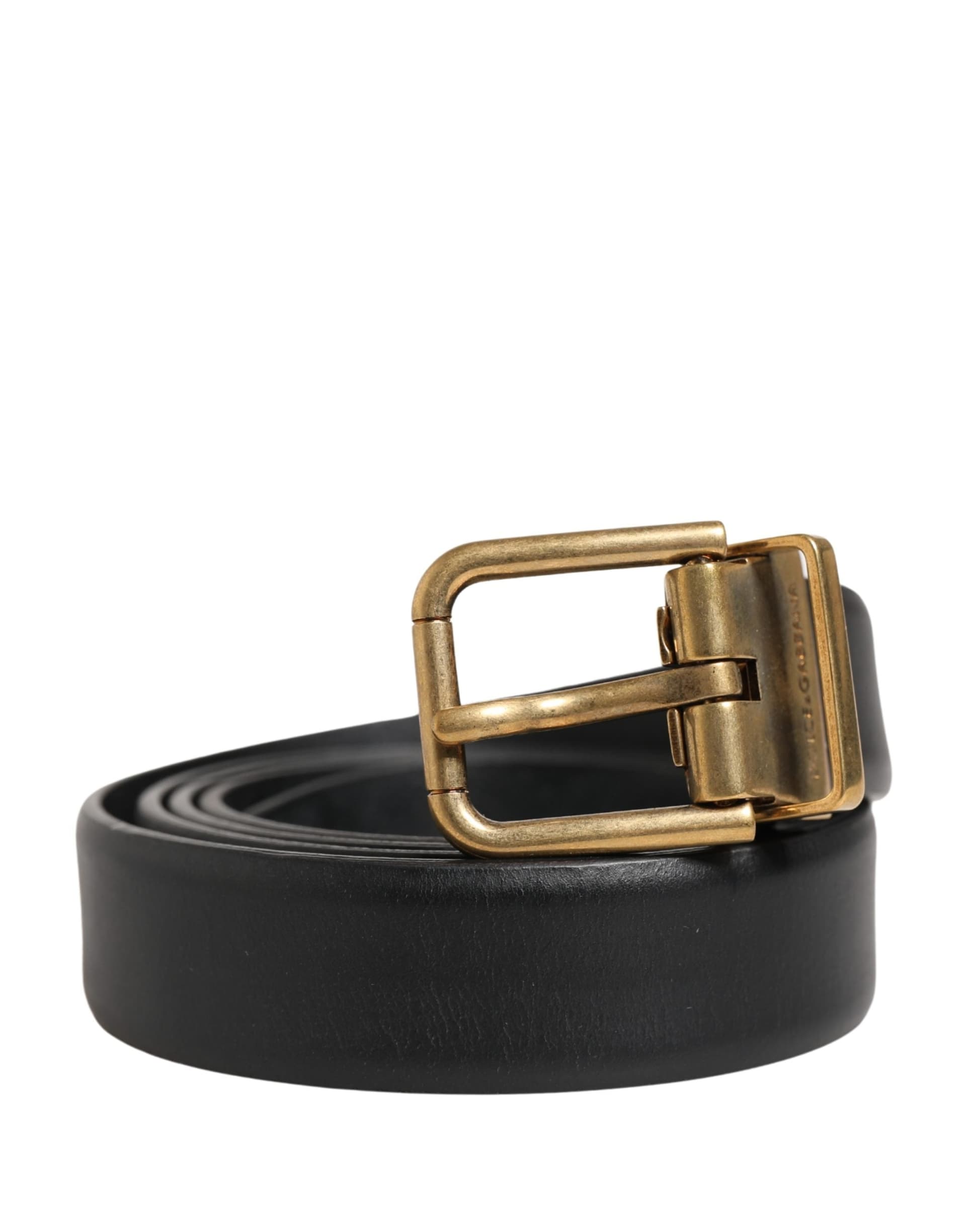 Men Black Classic Leather Metal Buckle Belt - 2
