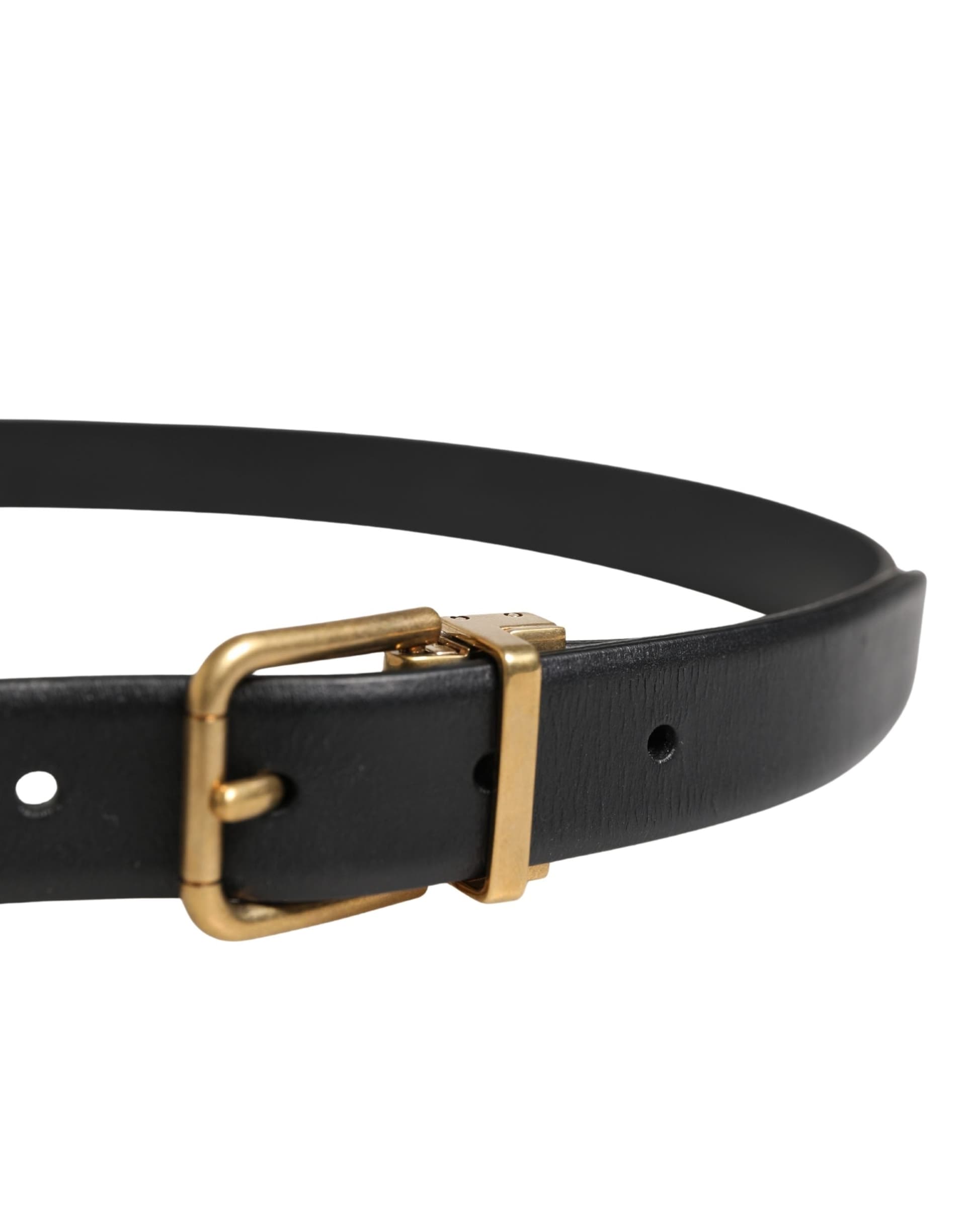 Men Black Classic Leather Metal Buckle Belt - 4