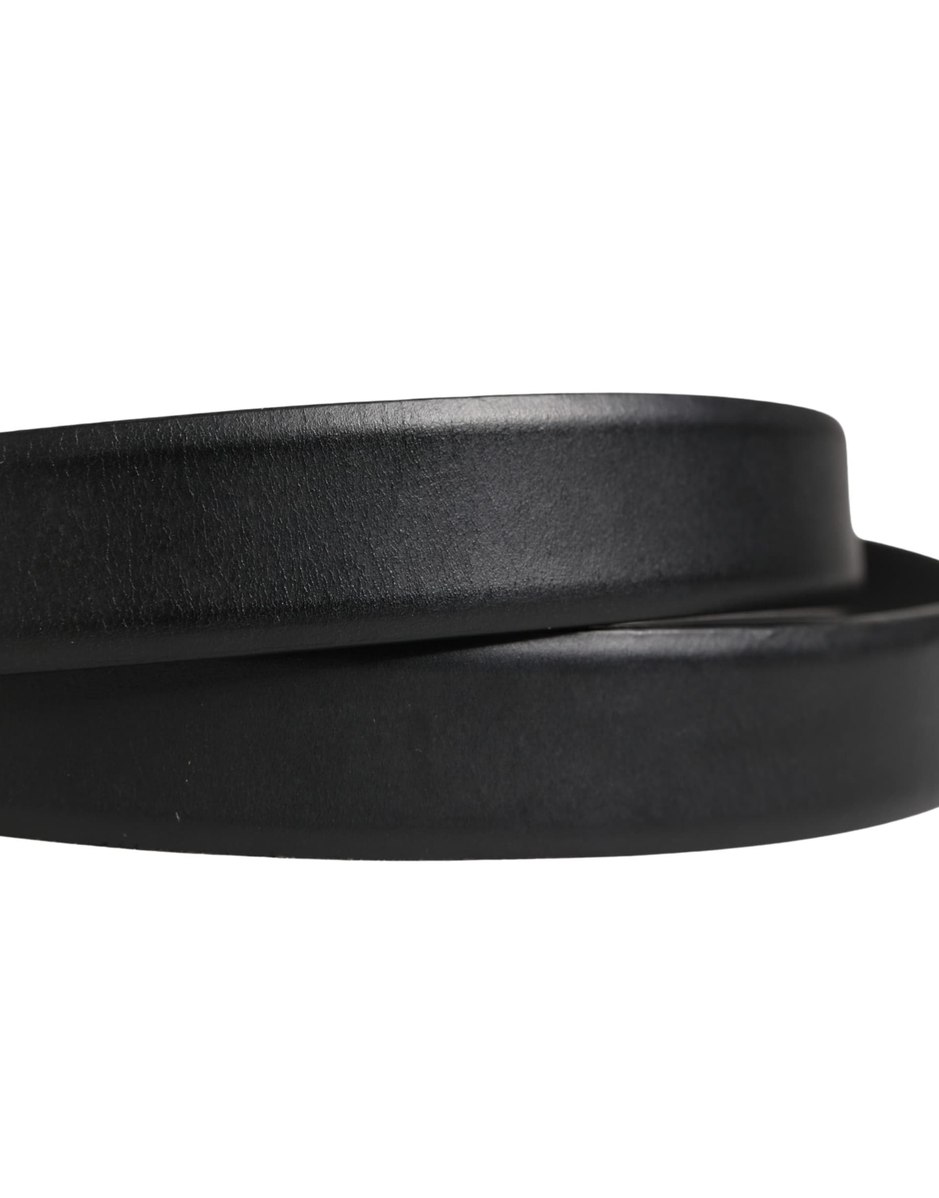 Men Black Classic Leather Metal Buckle Belt - 5