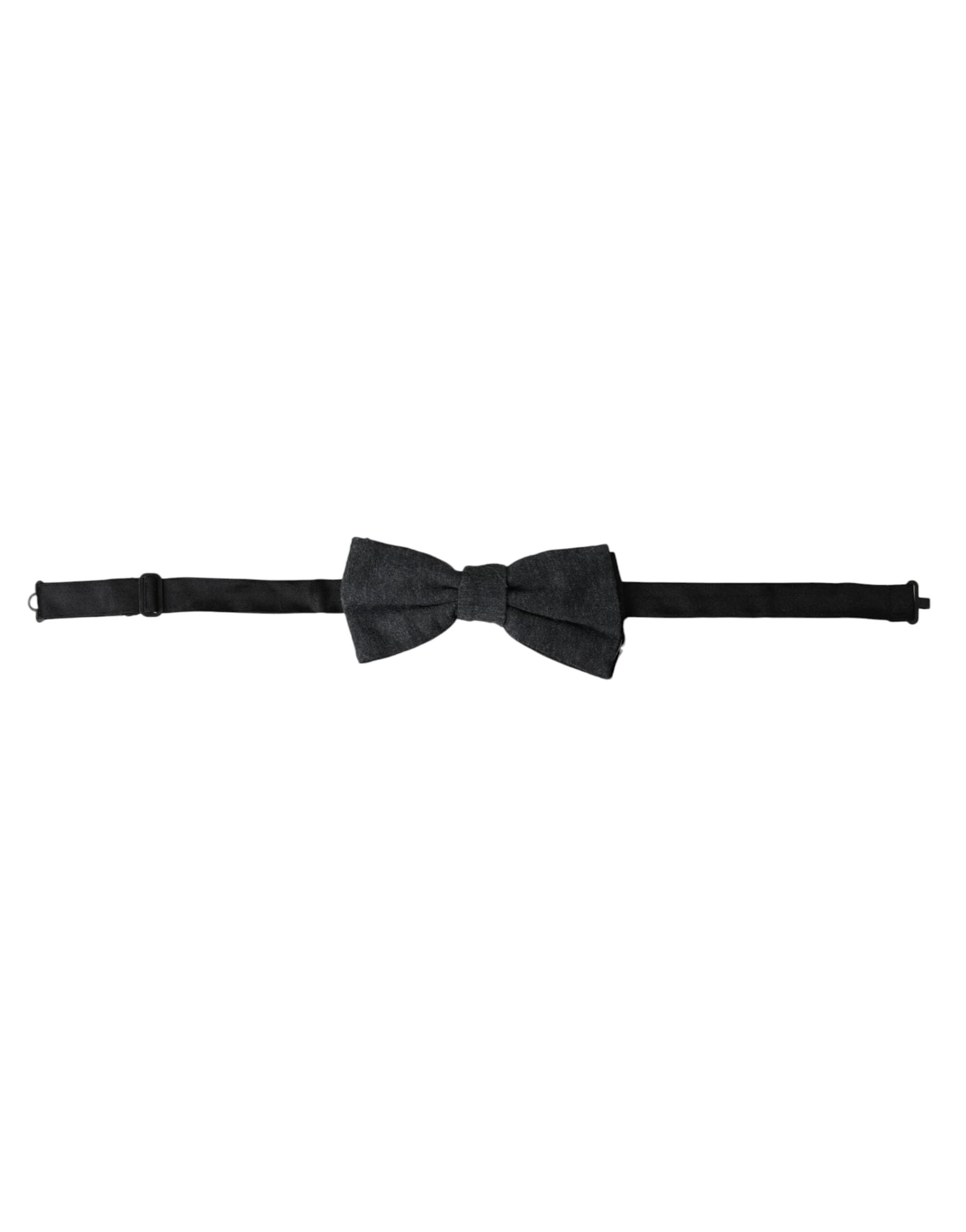Dark Gray Silk Adjustable Neck Men Bow Tie - 2
