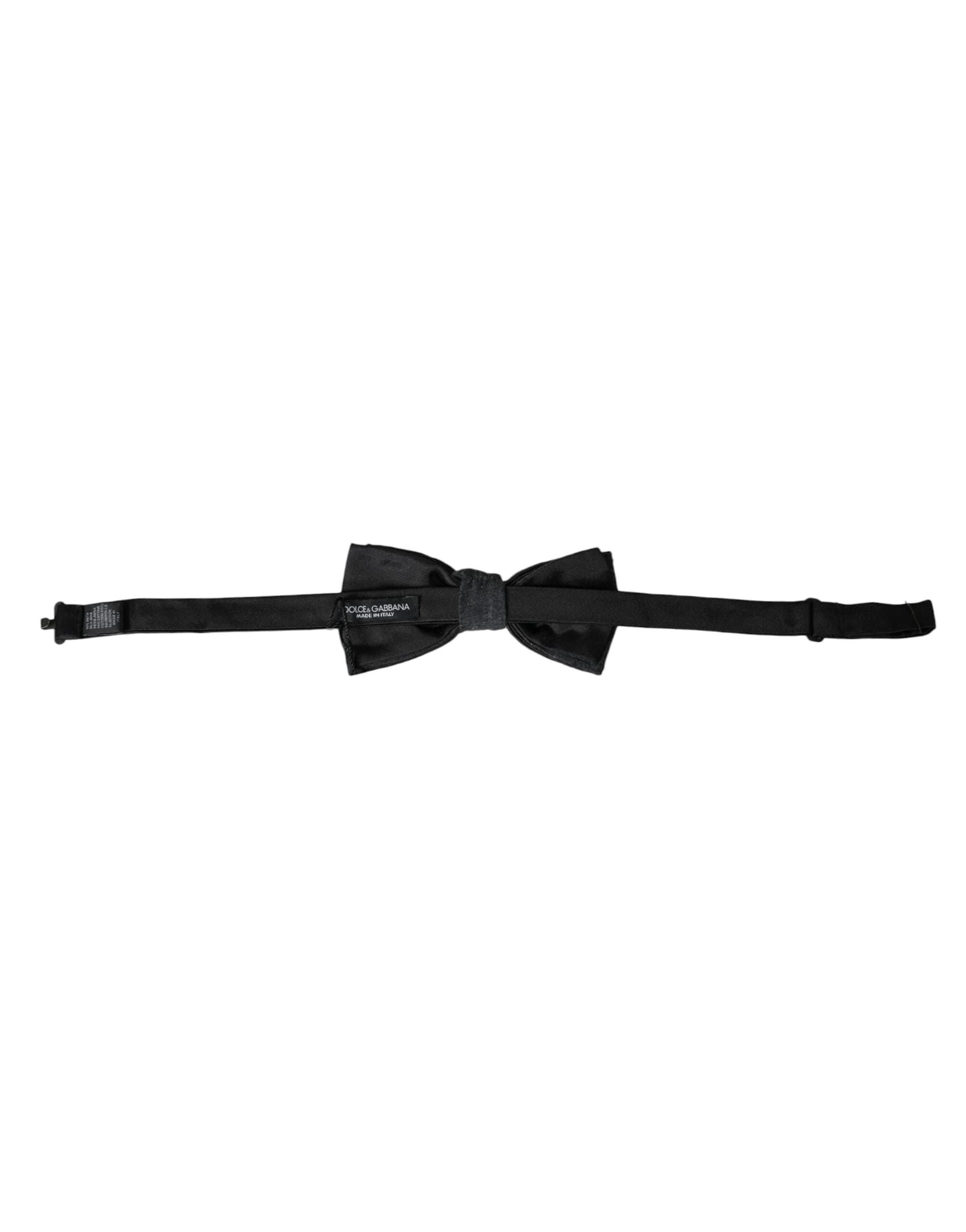 Dark Gray Silk Adjustable Neck Men Bow Tie - 4
