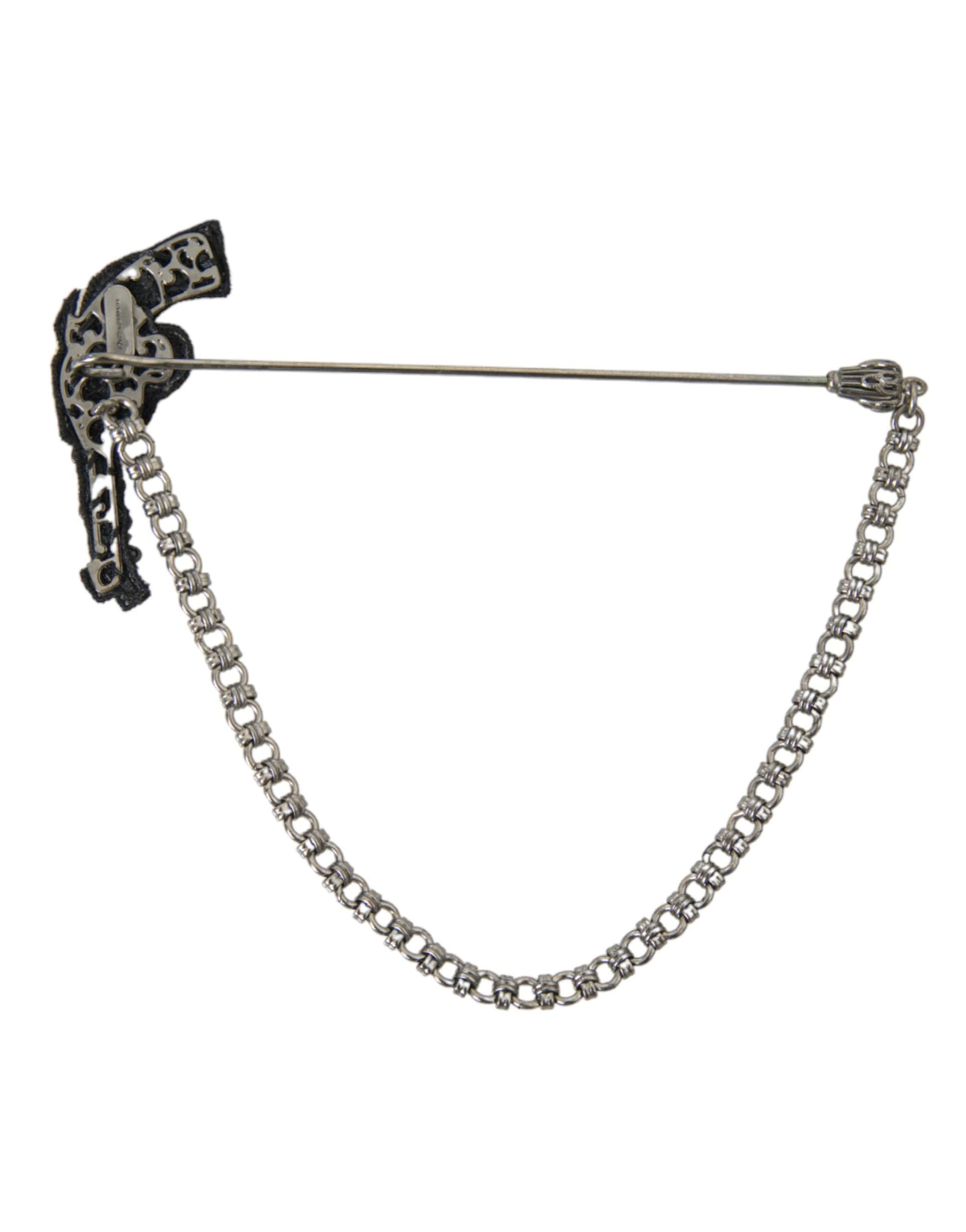 Brass Copper Silk Revolver Gun Men Brooch Lapel Pin - 2