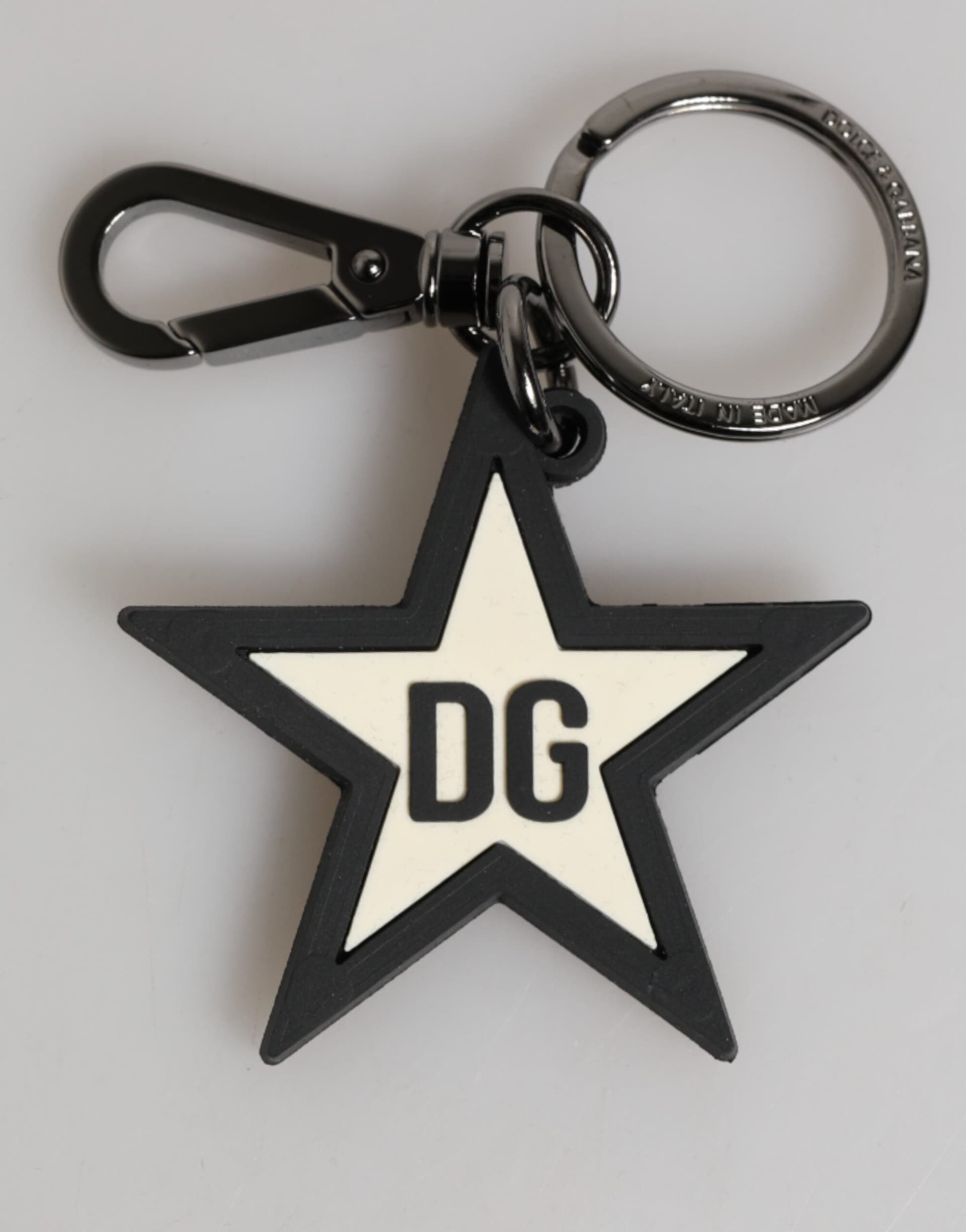 White Black DG Logo Star Rubber Men's Keychain Keyring - 2