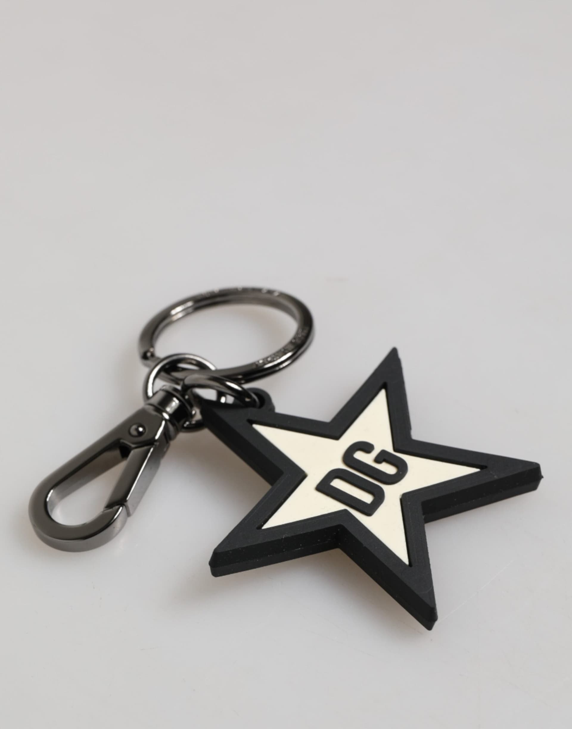 White Black DG Logo Star Rubber Men's Keychain Keyring - 3