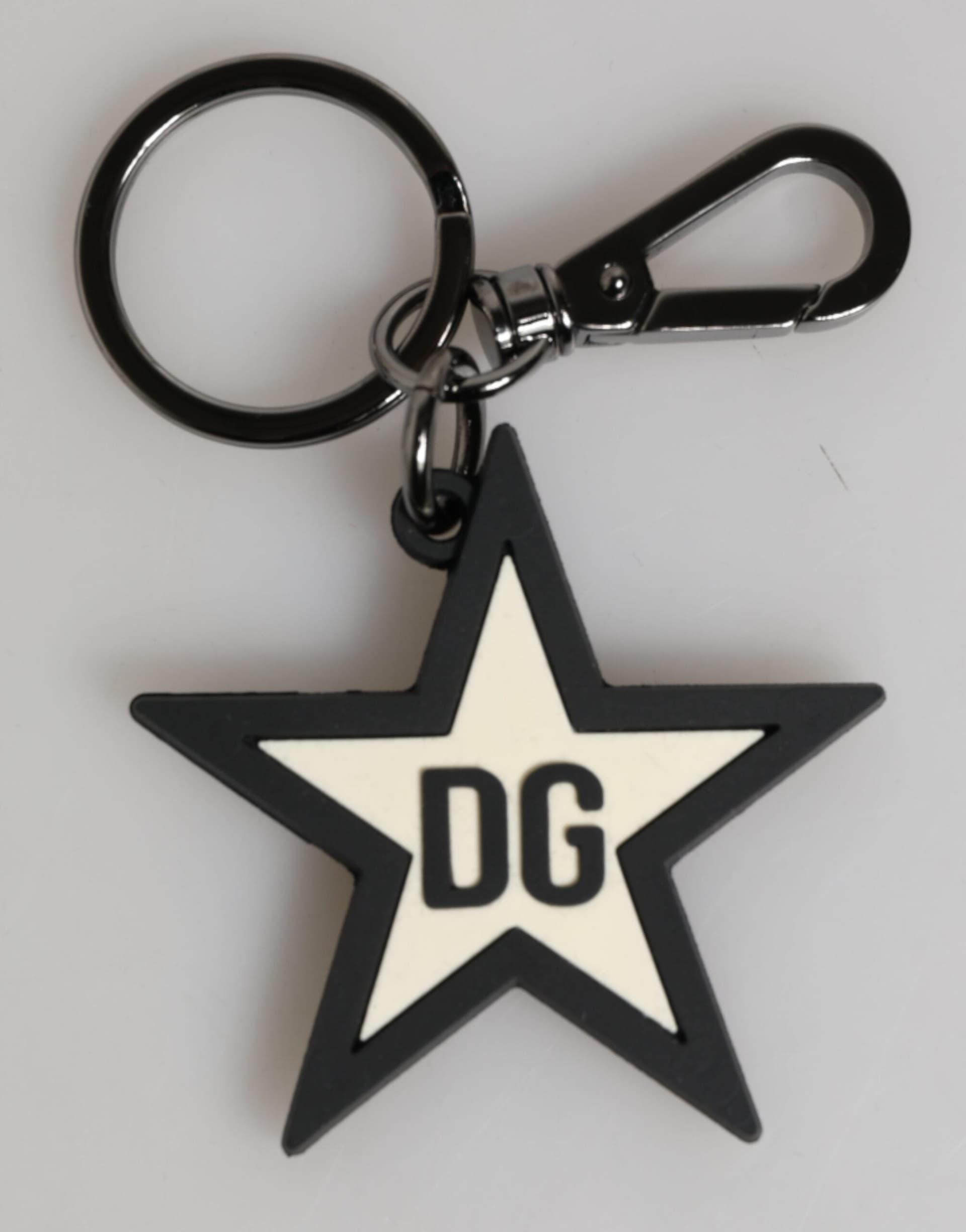White Black DG Logo Star Rubber Men's Keychain Keyring - 4