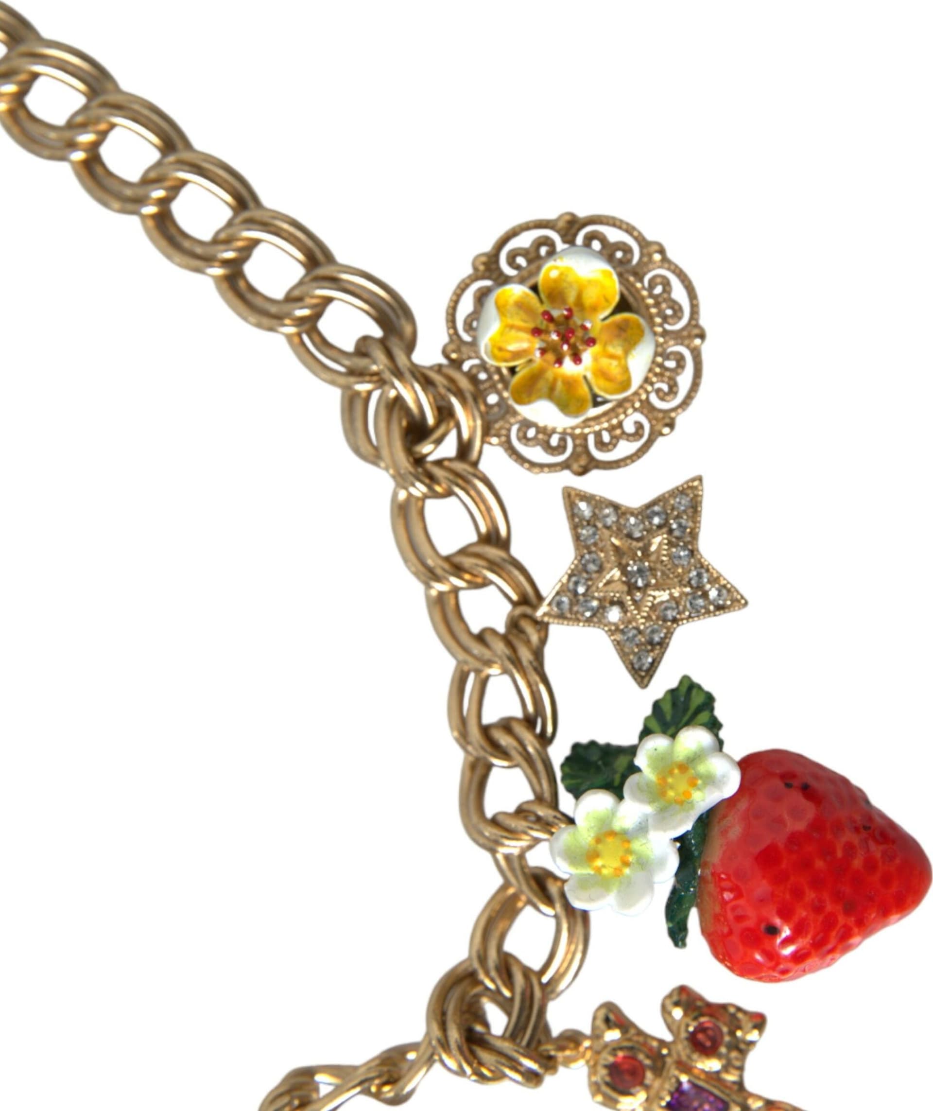 Gold Chain Rose Cross Strawberry Star Pendant Necklace - 4