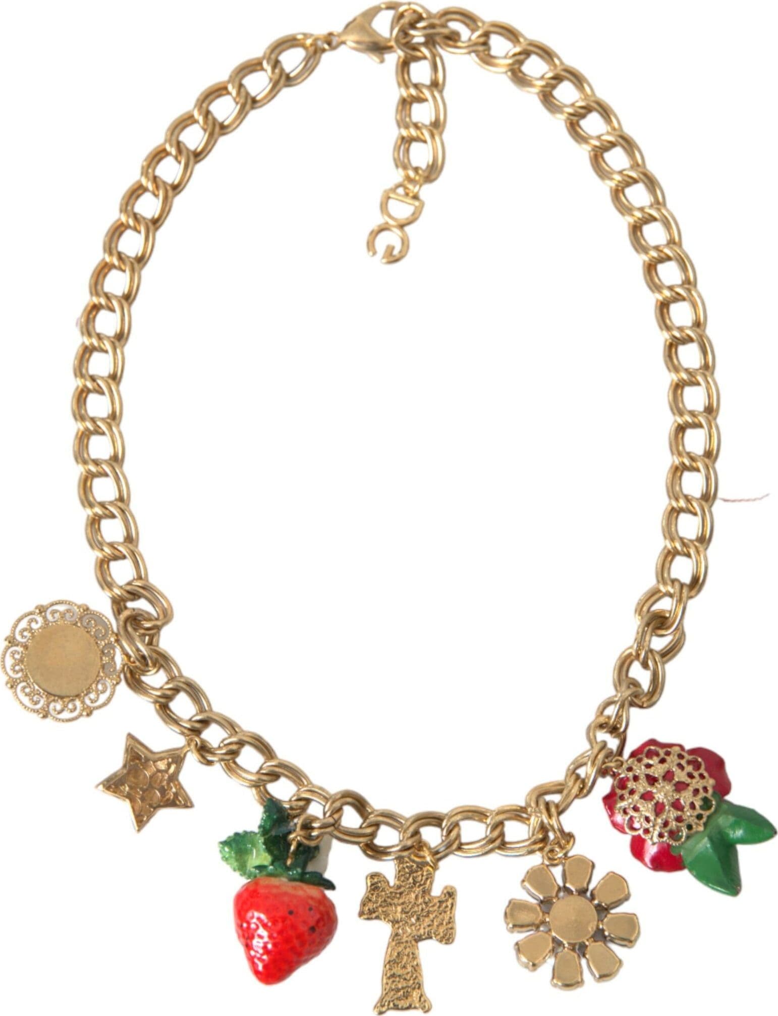 Gold Chain Rose Cross Strawberry Star Pendant Necklace - 6