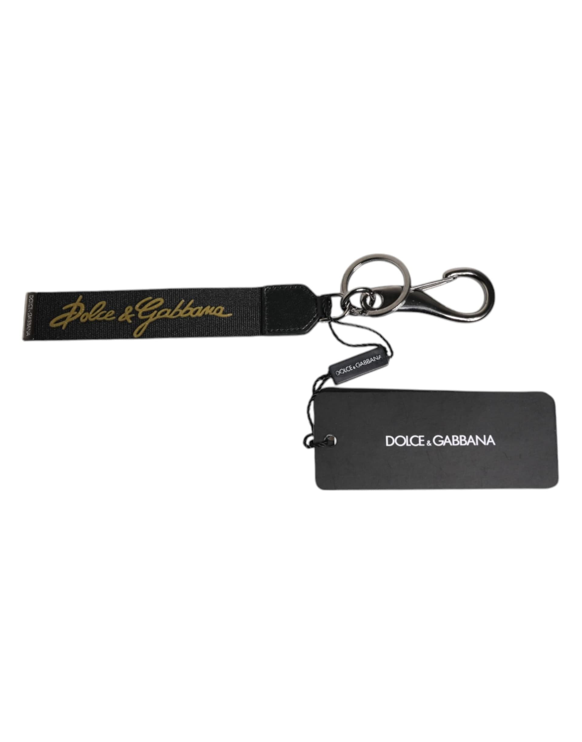 Black Logo Nylon Silver Brass Men Holder Keychain Keyring - 2