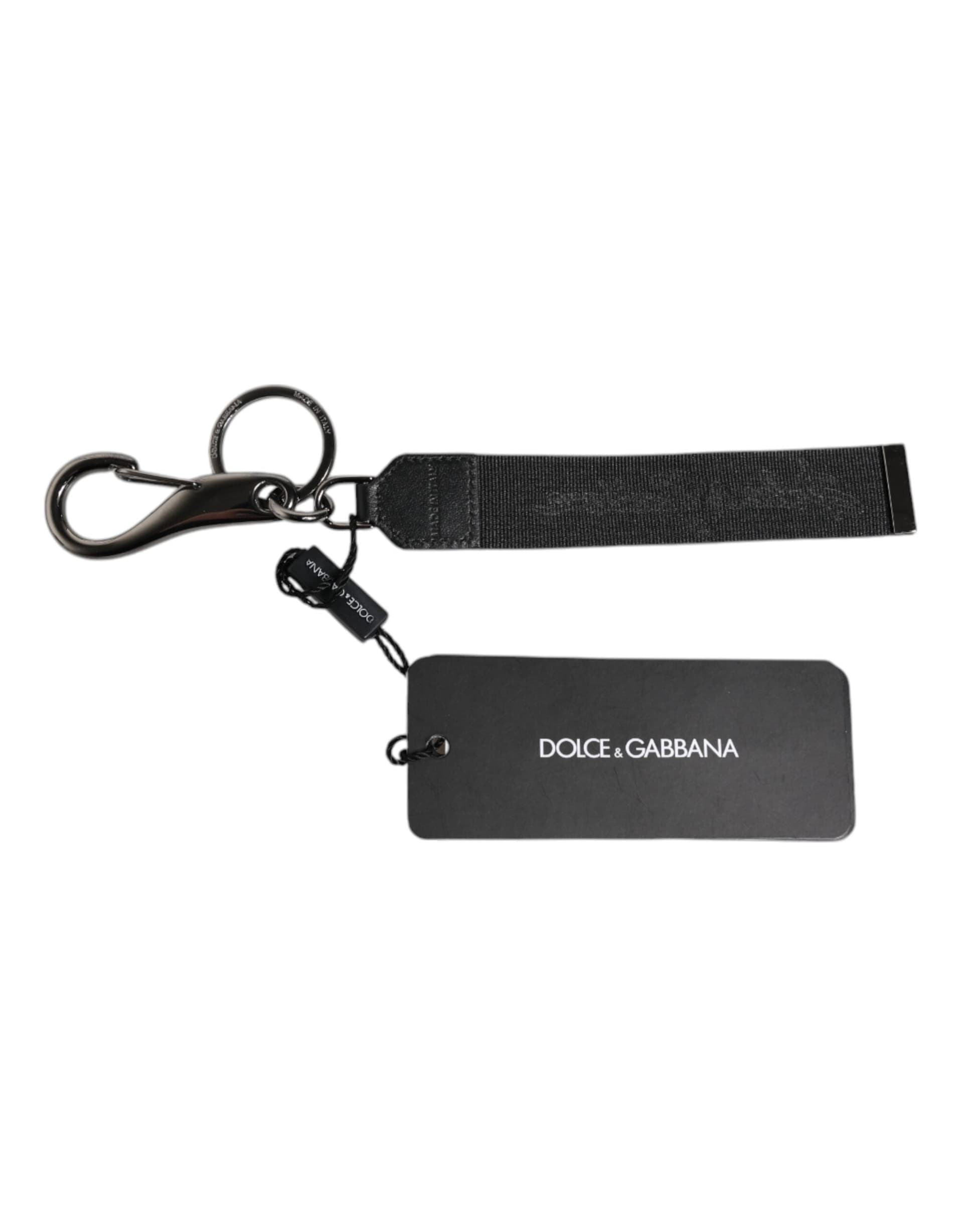 Black Logo Nylon Silver Brass Men Holder Keychain Keyring - 5