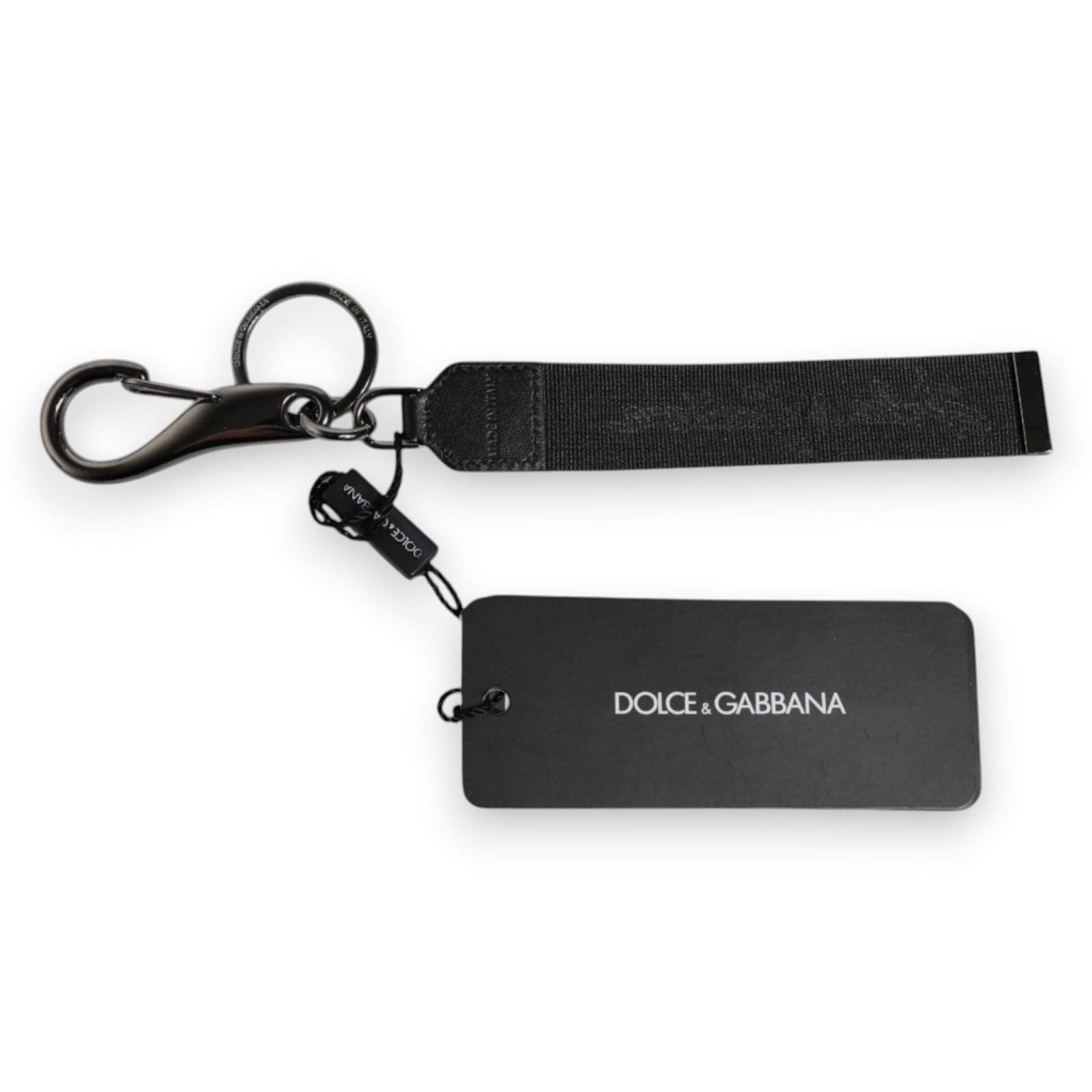 Black Logo Nylon Silver Brass Men Holder Keychain Keyring - 6