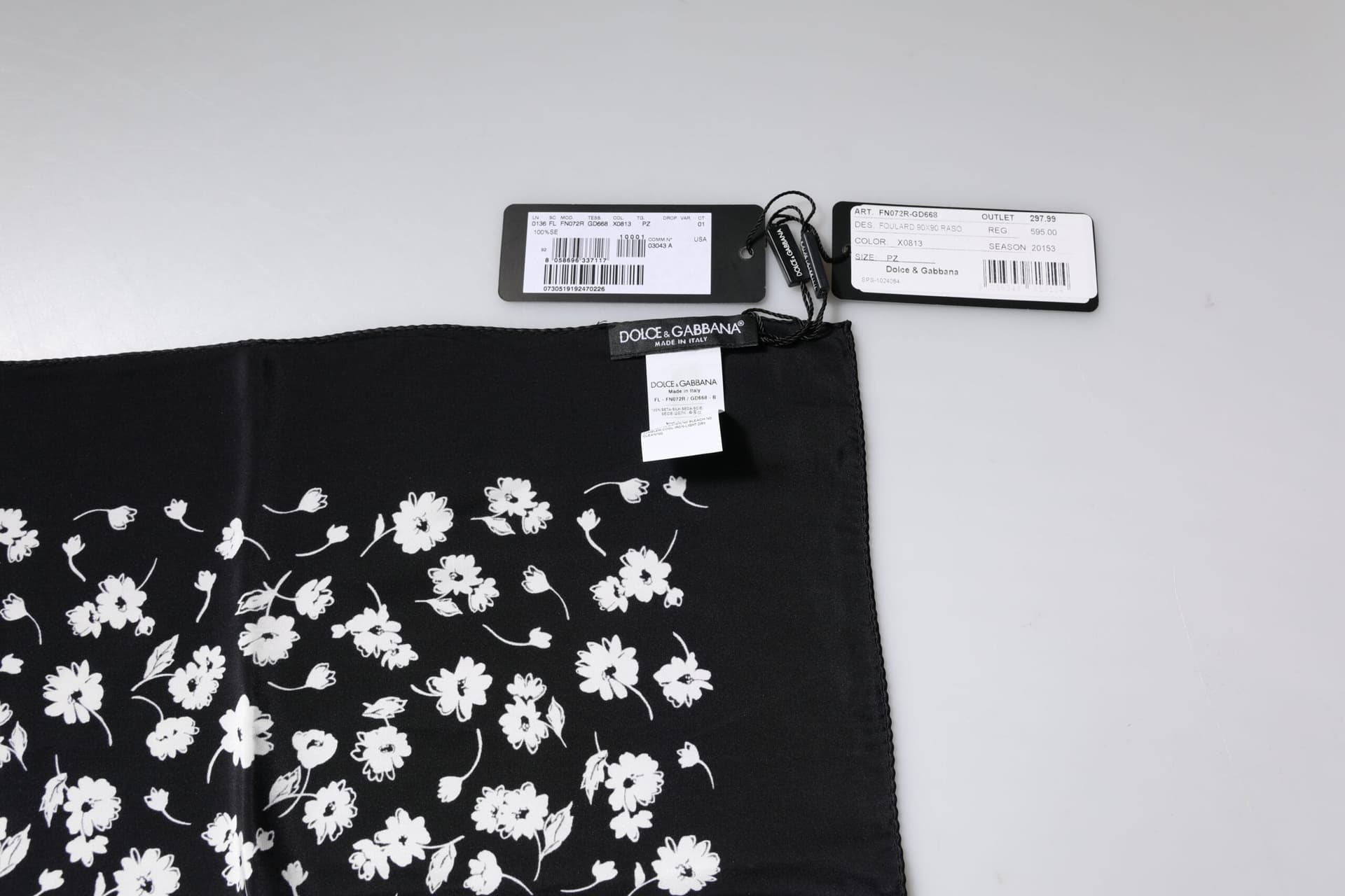 Black Floral Silk Square Wrap Shawl Scarf - 5