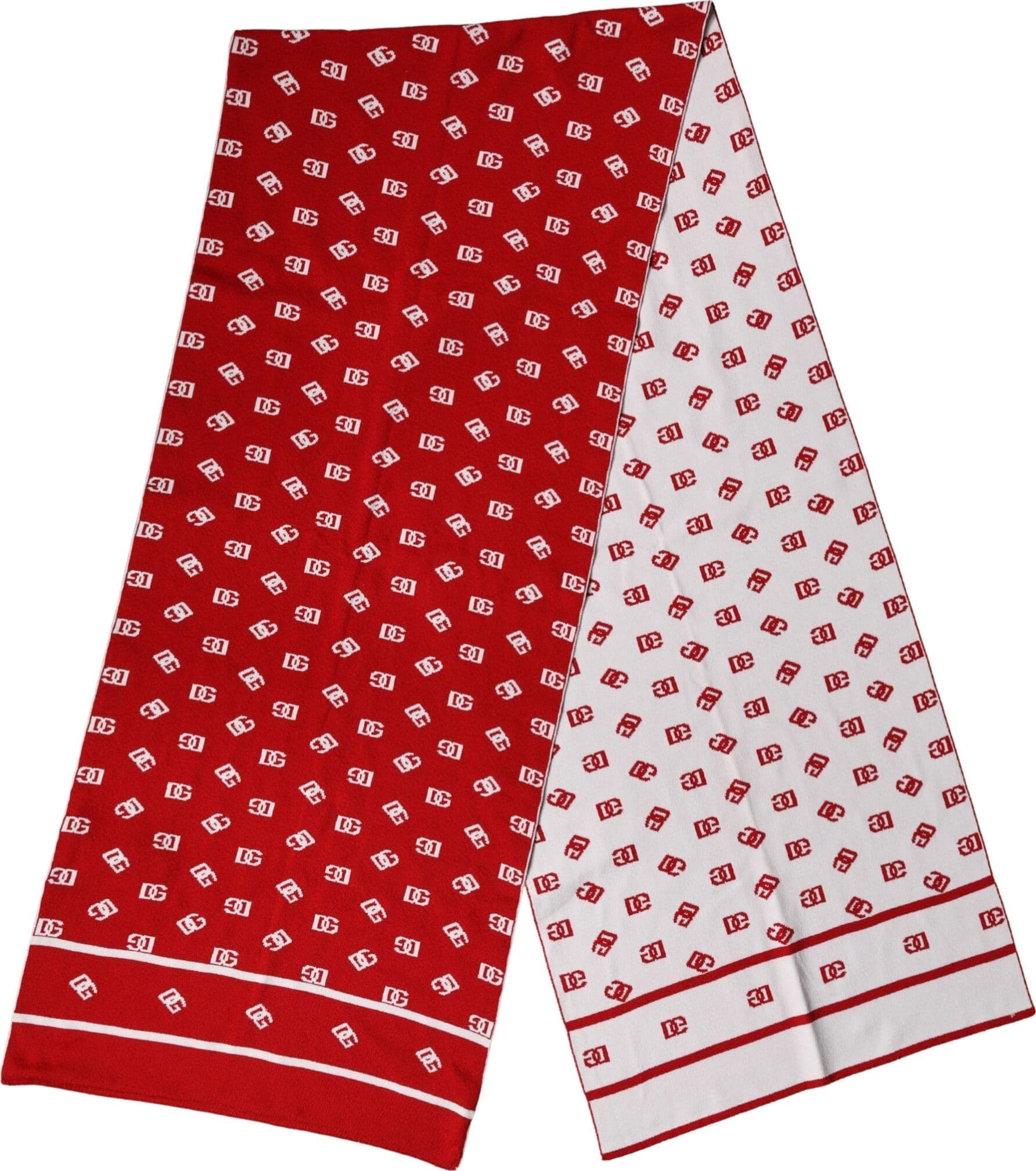 Red White Logo Print Foulard 201cm x 40.5cm  Men Scarf - 2