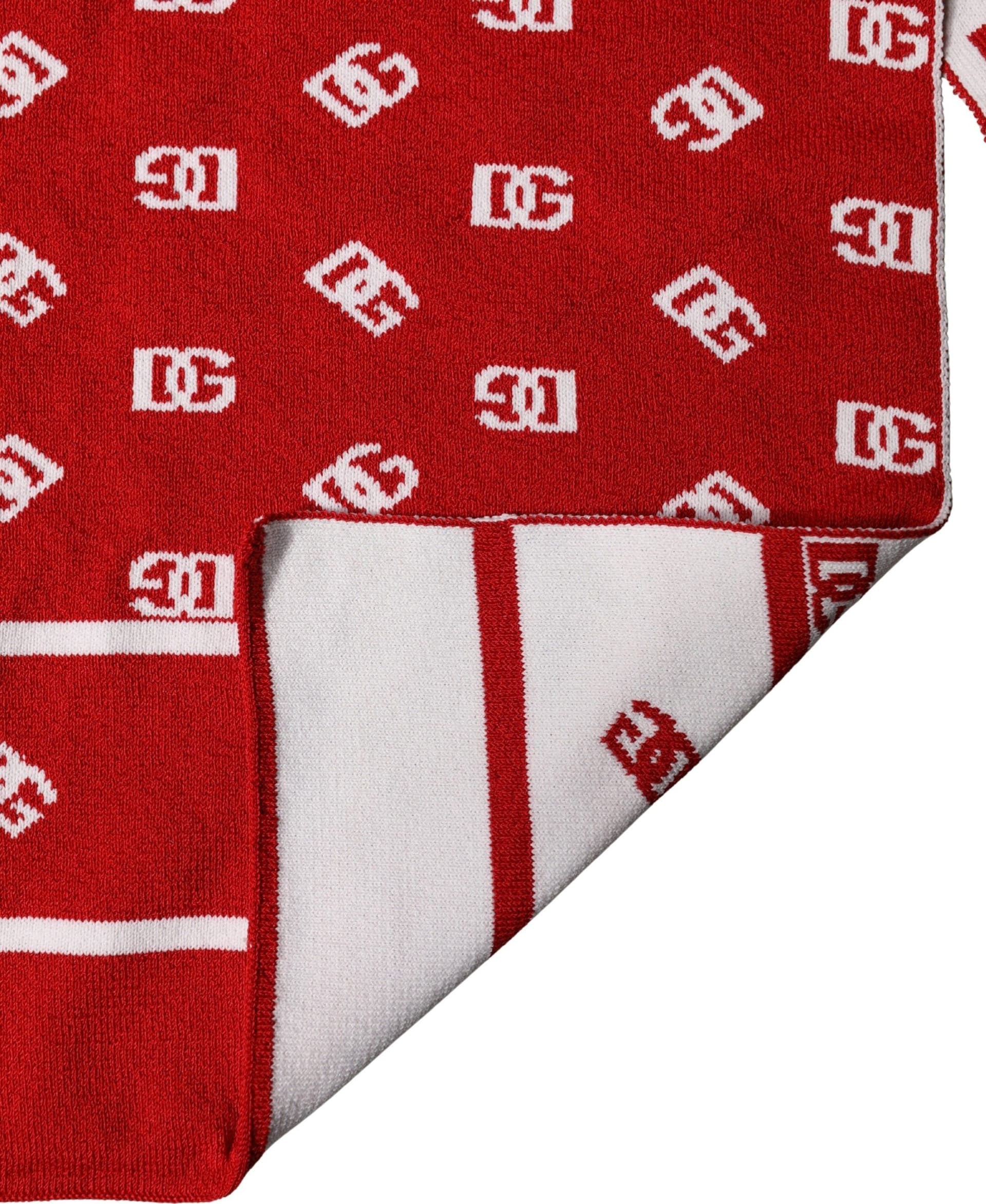 Red White Logo Print Foulard 201cm x 40.5cm  Men Scarf - 3