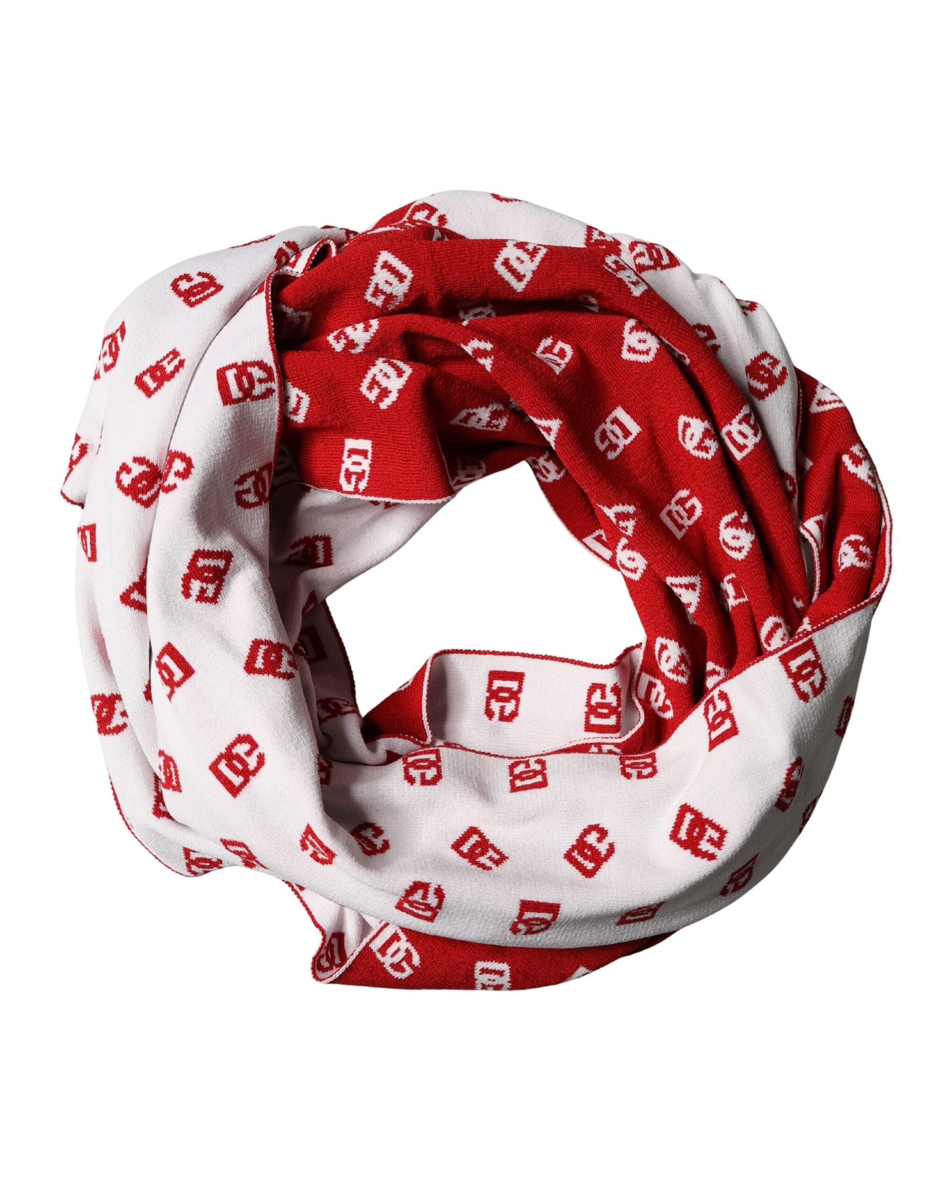 Red White Logo Print Foulard 201cm x 40.5cm  Men Scarf - 5