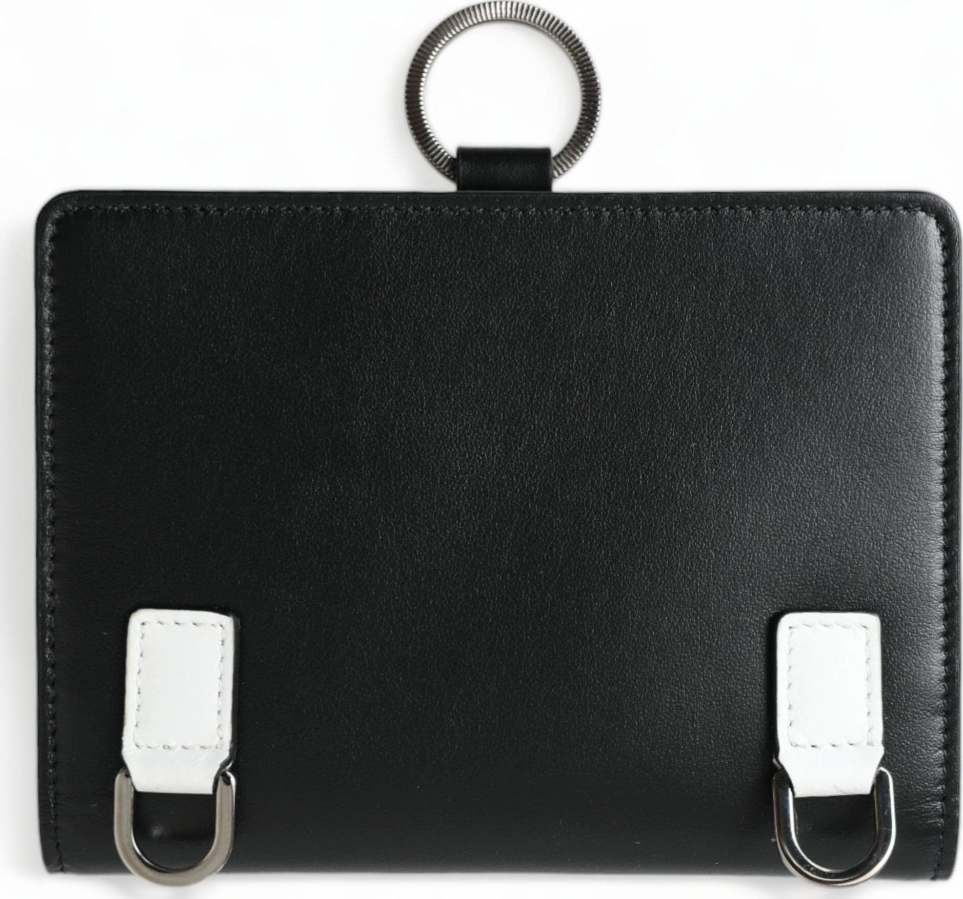 Black Leather Crystal Embellished Card Holder Wallet - 4