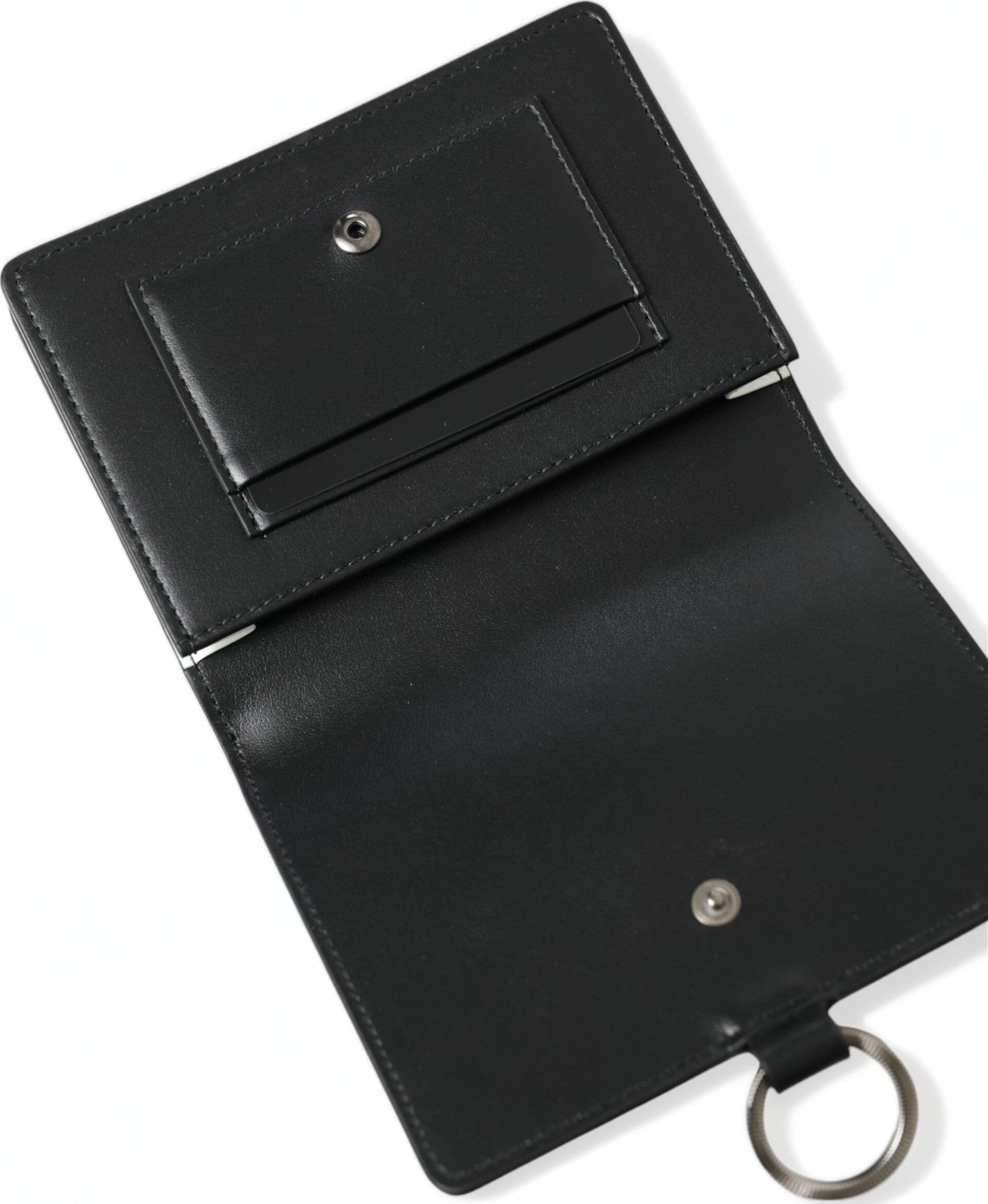 Black Leather Crystal Embellished Card Holder Wallet - 6
