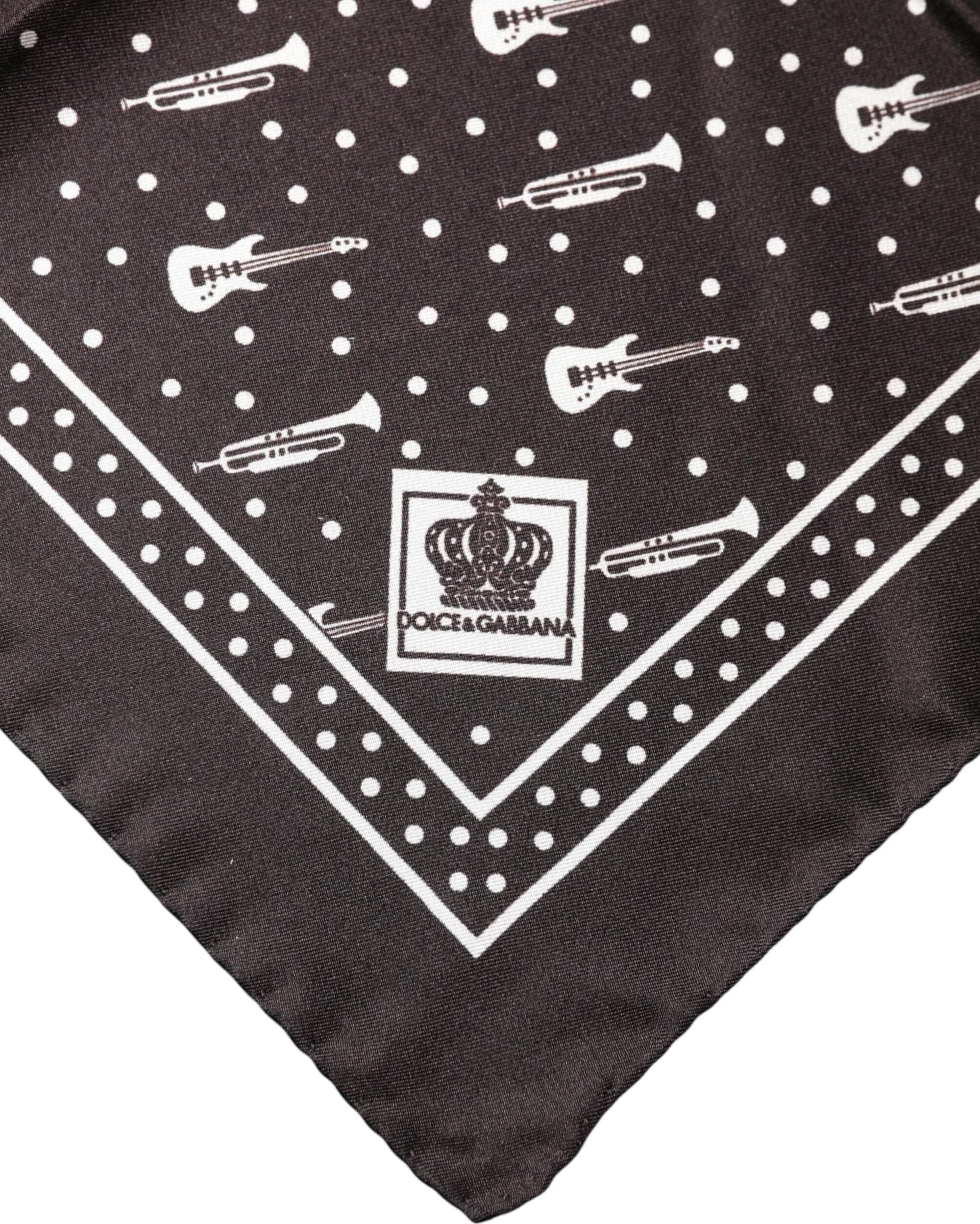 Black Guitar Trumpet Men Handkerchief Scarf - 3