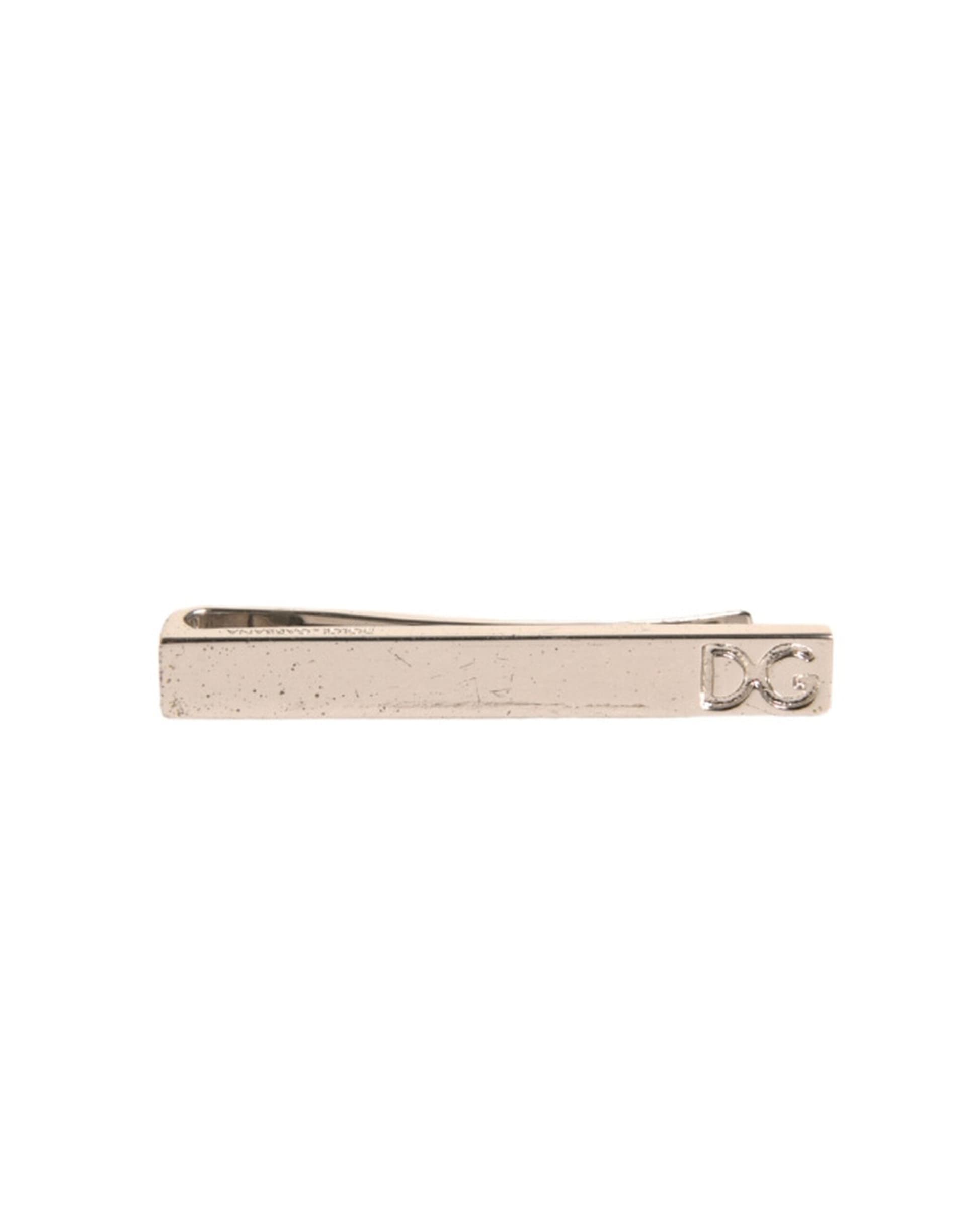 Silver Tone Brass Logo Branded Tie Clip Bar - 2