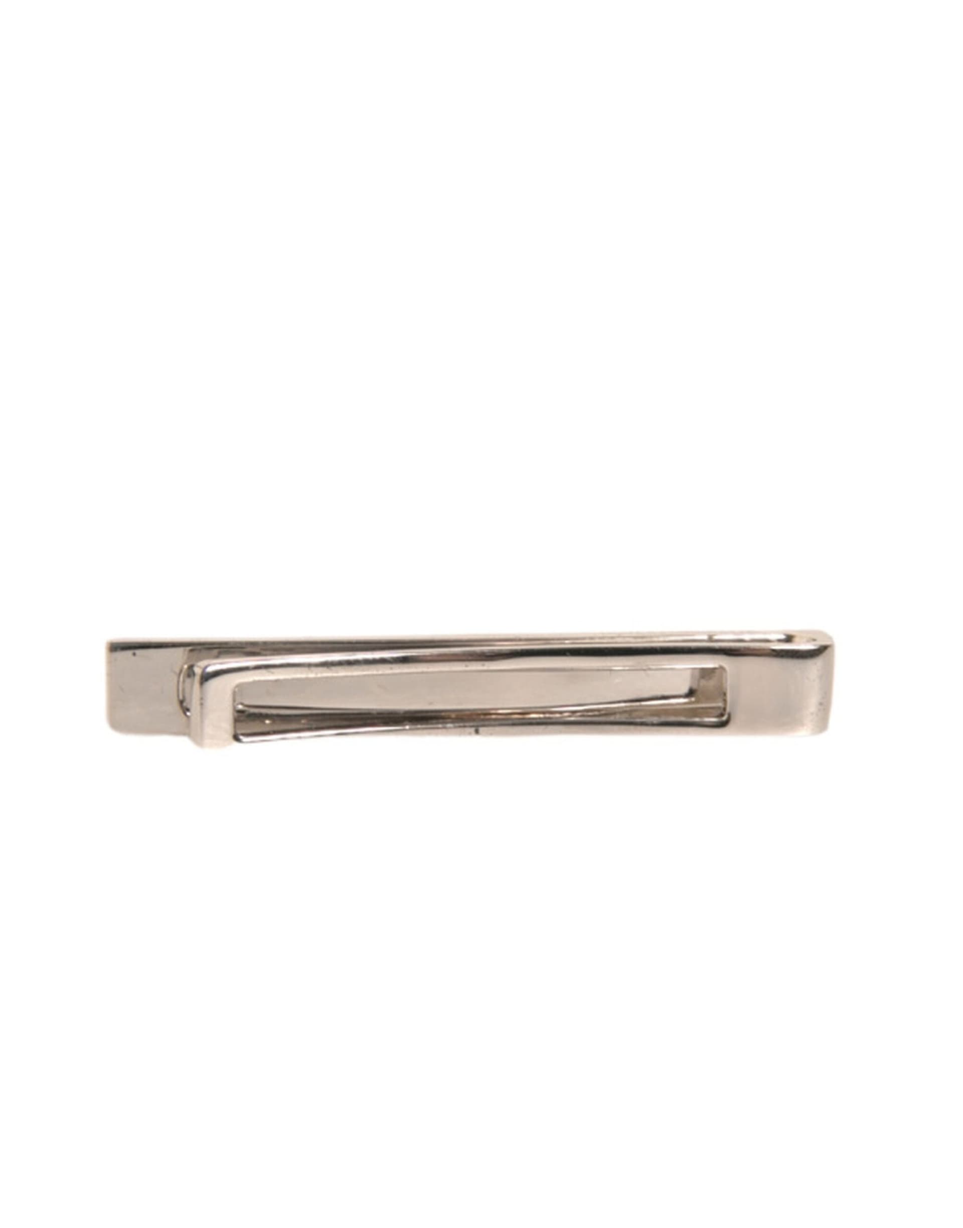 Silver Tone Brass Logo Branded Tie Clip Bar - 4