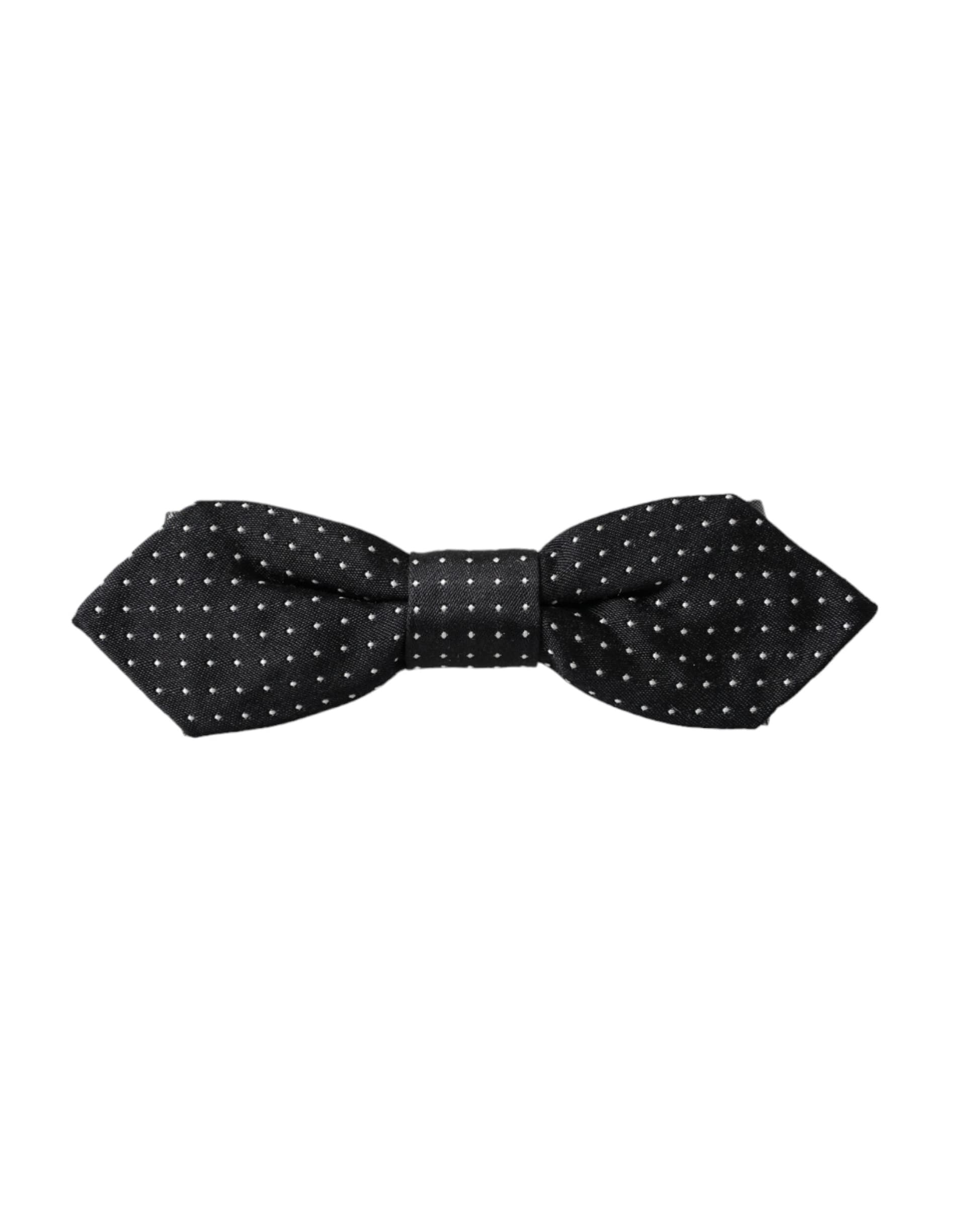 Black Silk Polka Dot Adjustable Neck Men Papillon Bow Tie - 6