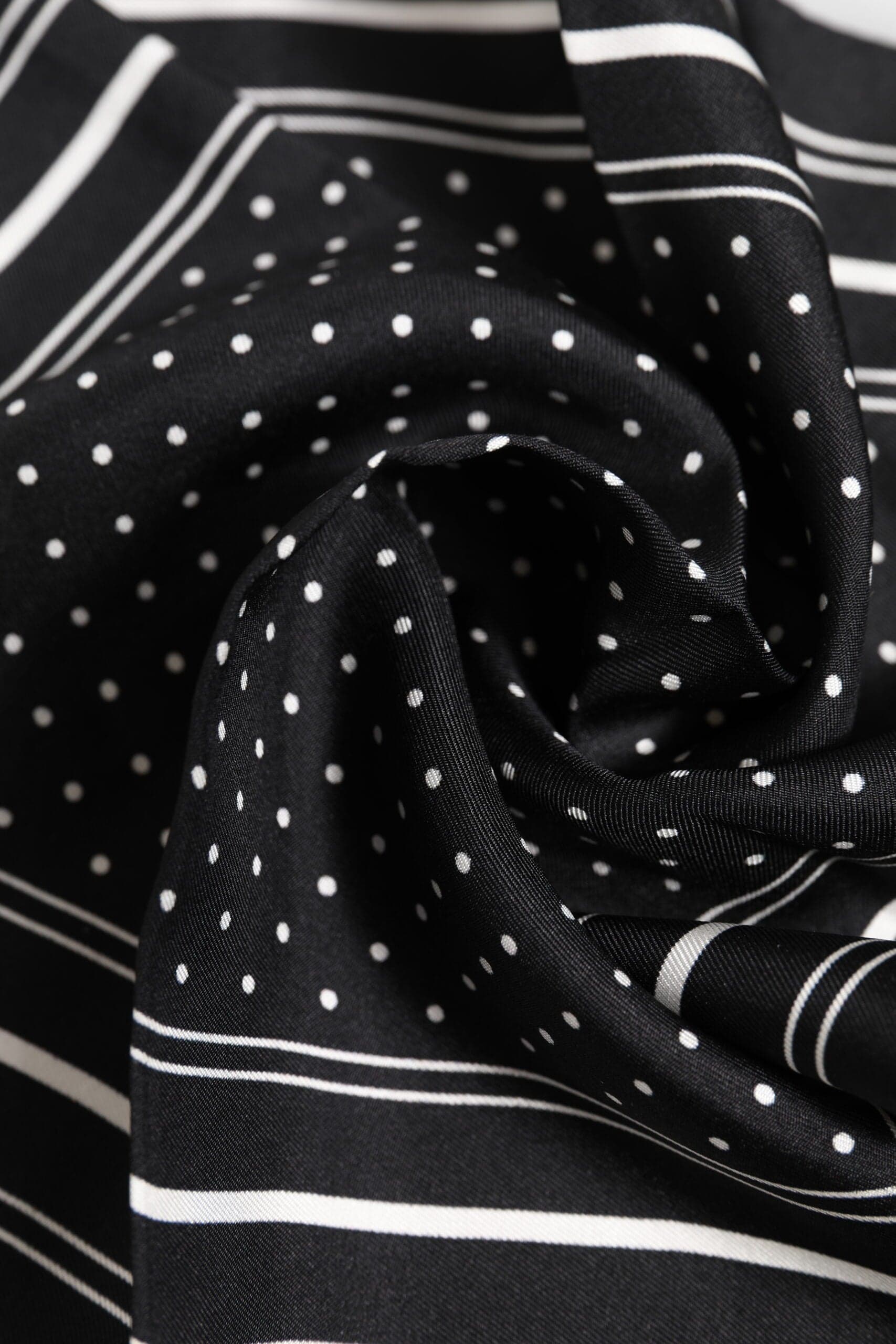 Black White Polka Dot Men Foulard Scarf - 5