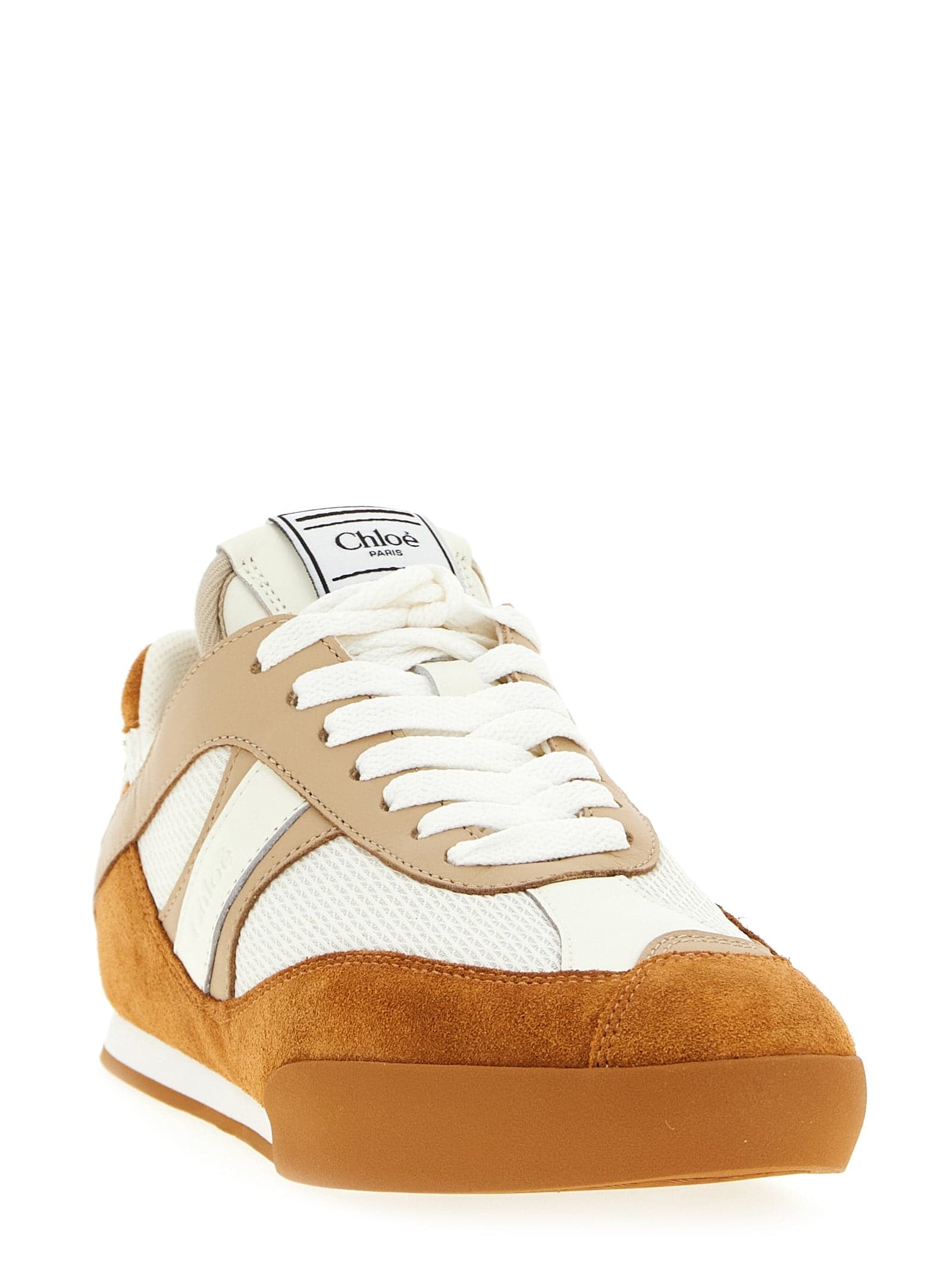 Beige Polyester Low Top Sneakers - 2