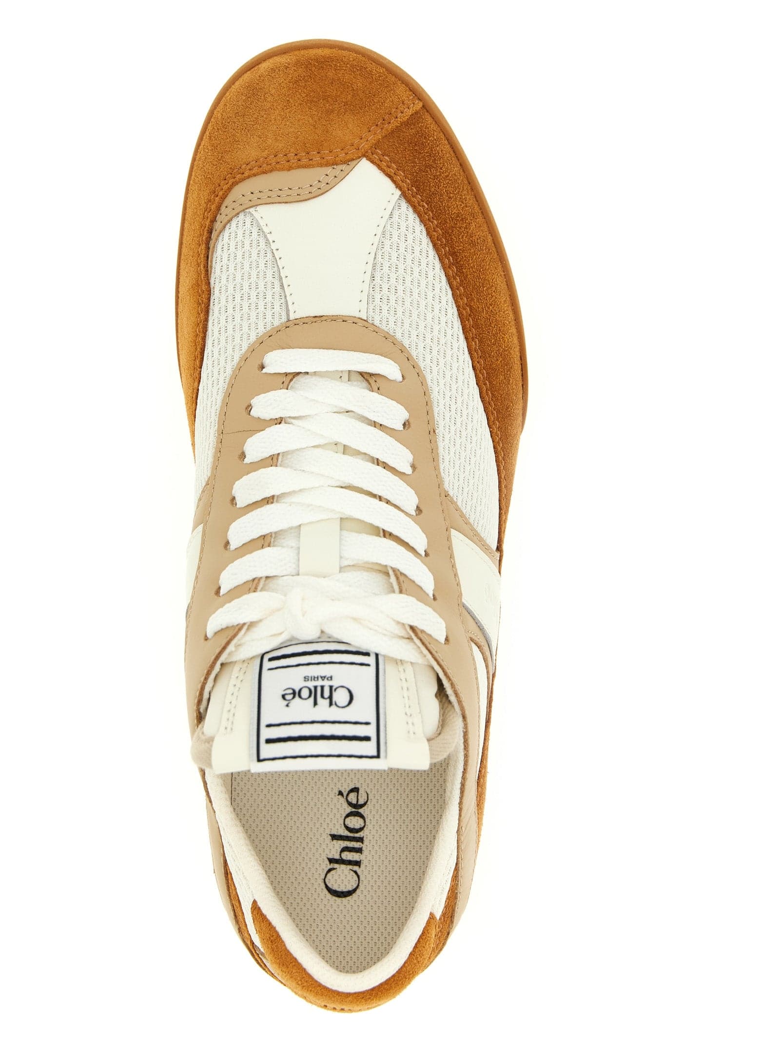Beige Polyester Low Top Sneakers - 4