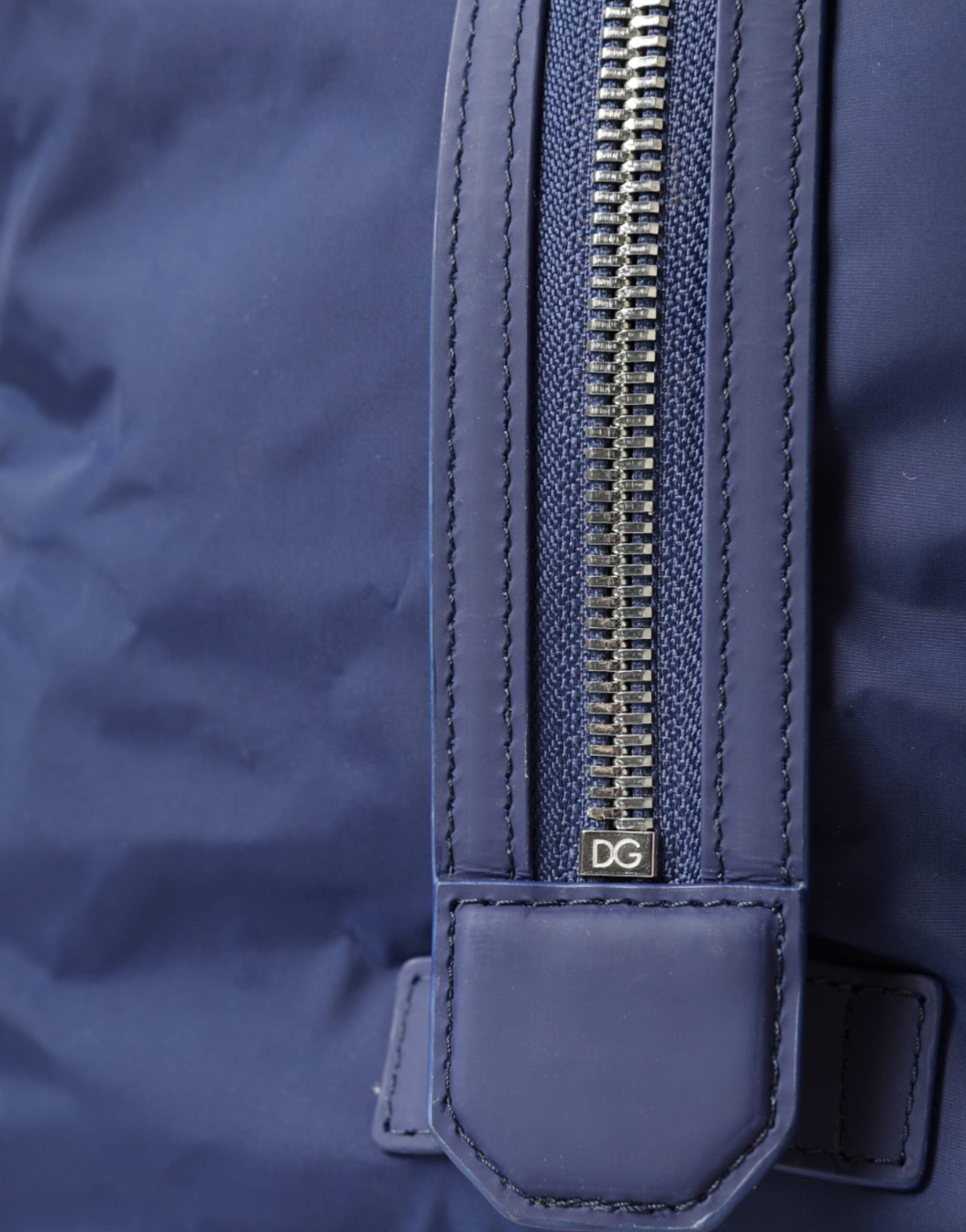 Blue Nylon Calfskin Hand Shoulder Duffel Bag - 5
