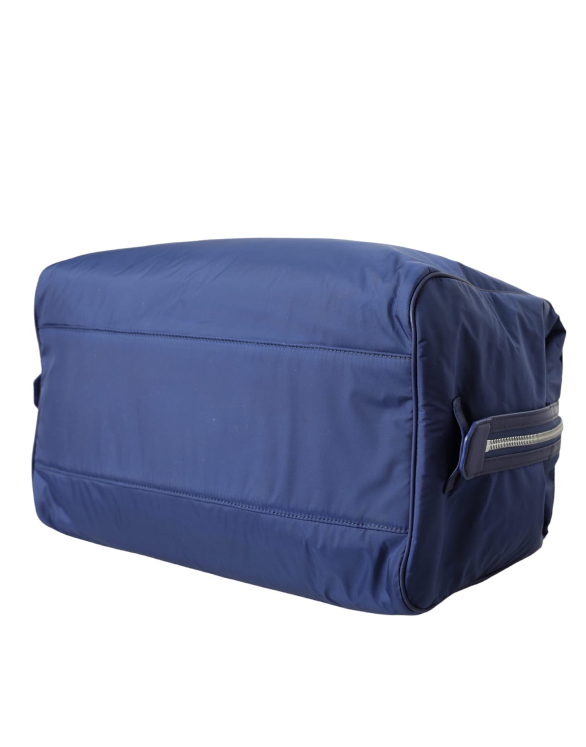 Blue Nylon Calfskin Hand Shoulder Duffel Bag - 6