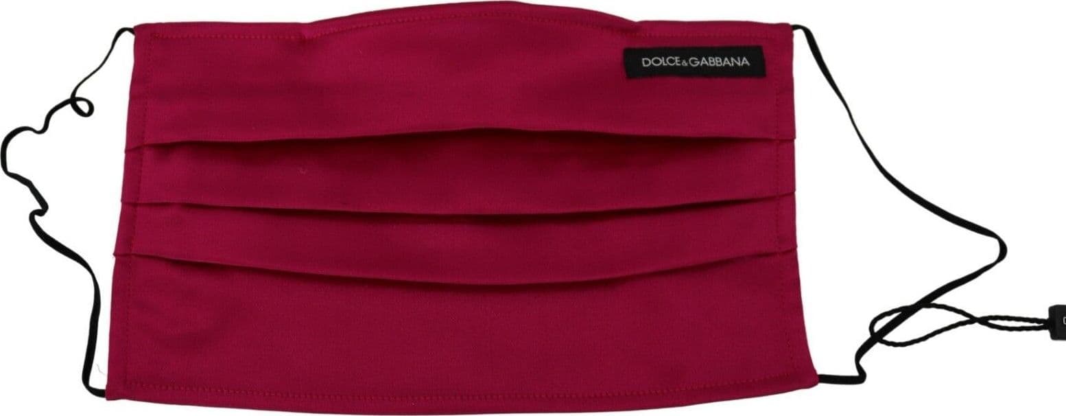 Maroon Silk Pleated Elastic Ear Strap One Size Face Mask - 2