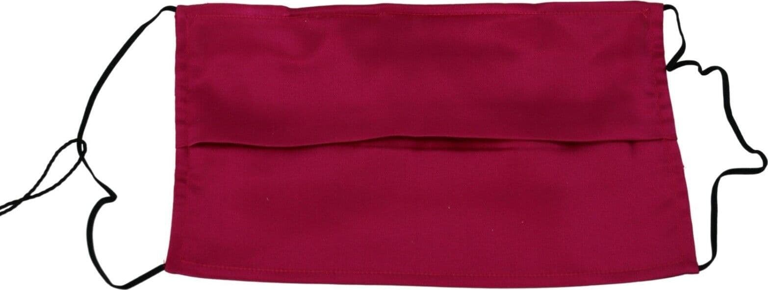Maroon Silk Pleated Elastic Ear Strap One Size Face Mask - 3