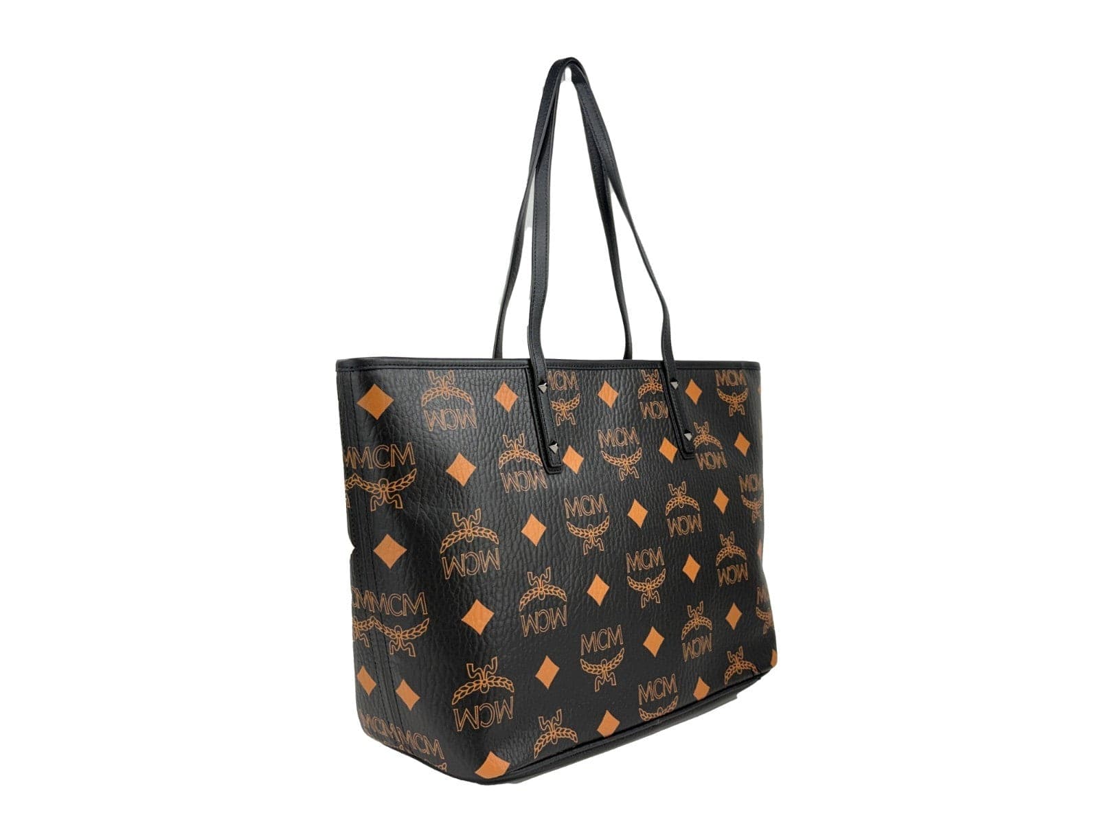 MCM Aren Black Leather Shoulder Tote Bag - 2