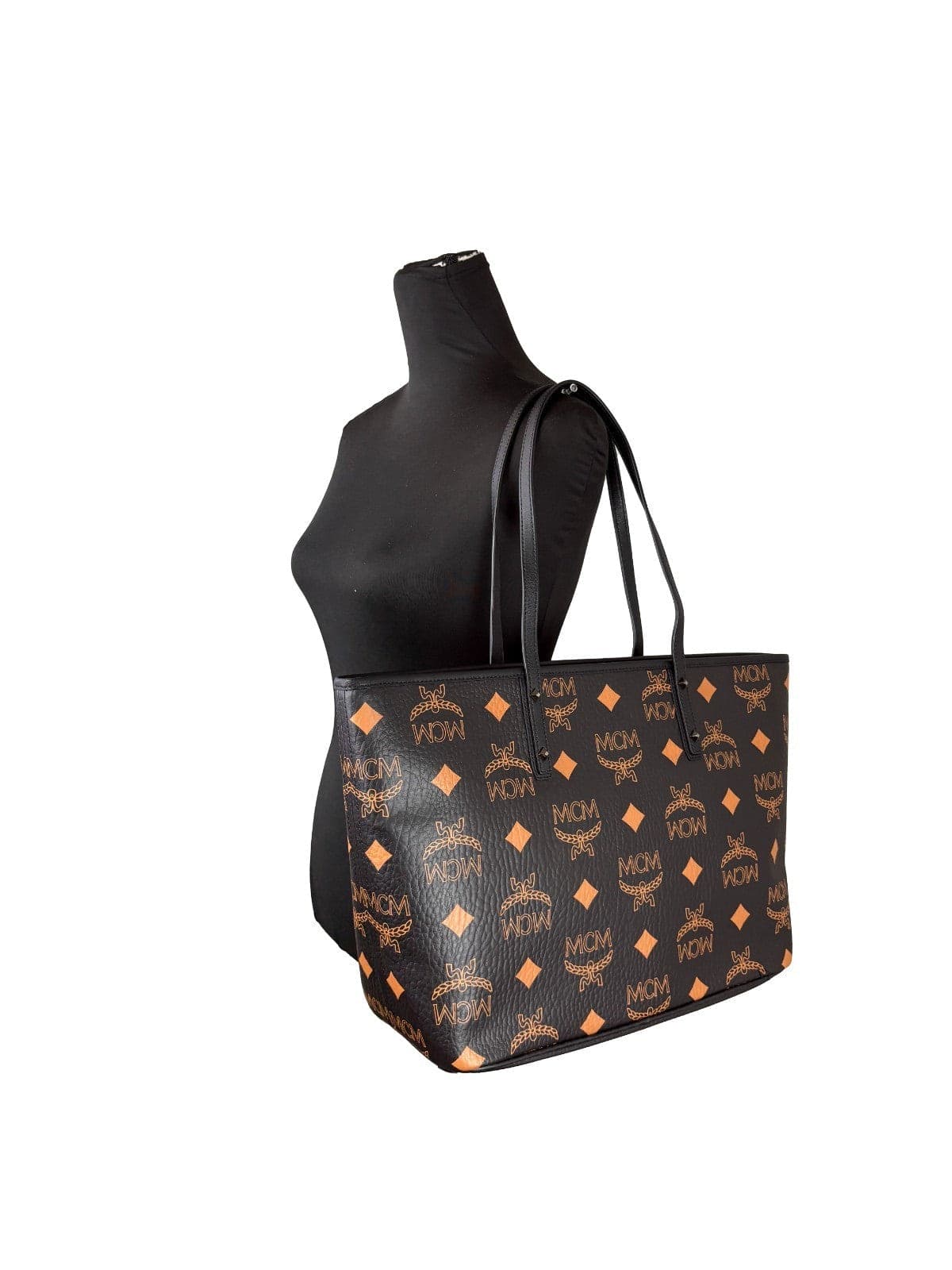 MCM Aren Black Leather Shoulder Tote Bag - 4