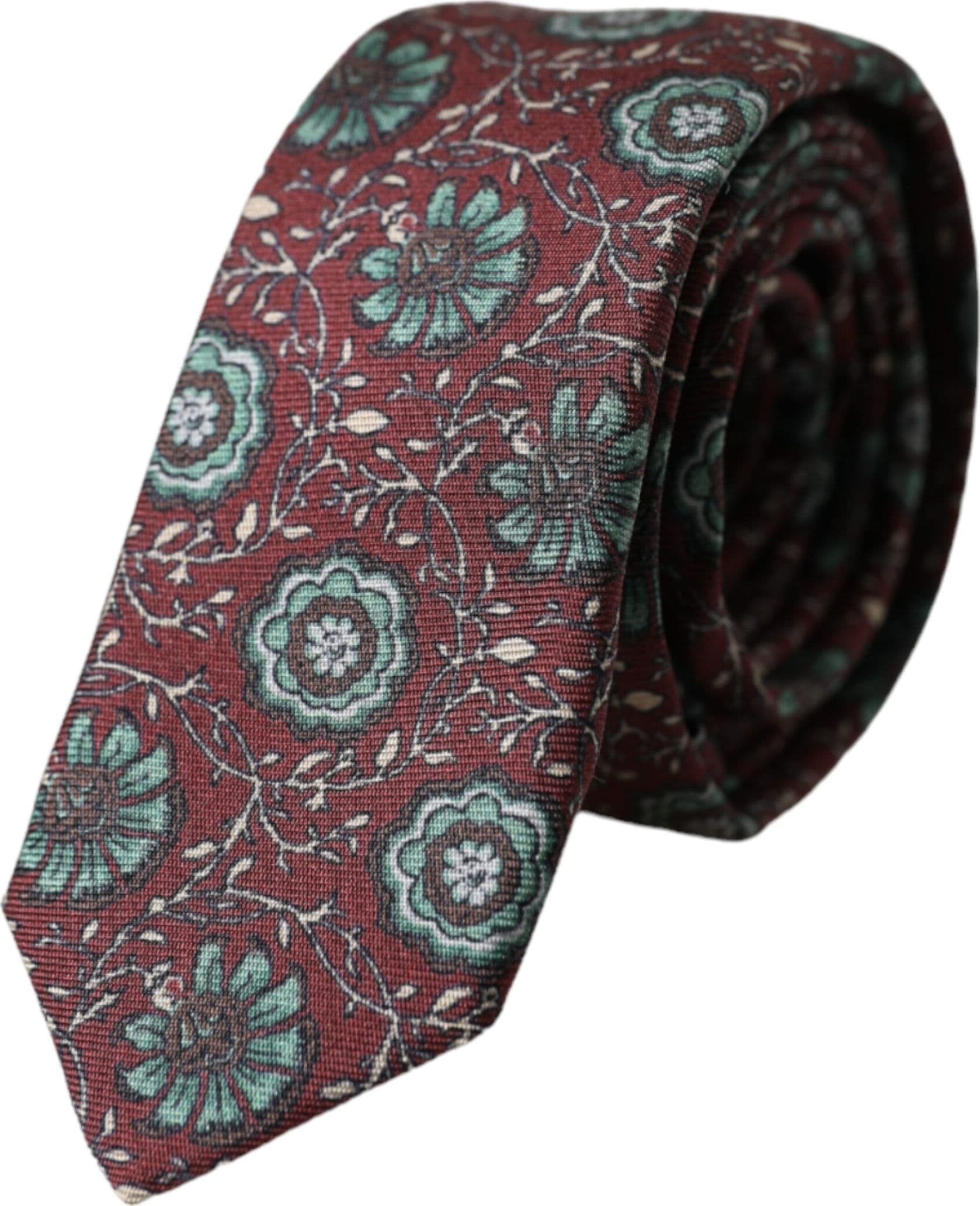 Maroon Floral 100% Silk Adjustable Men Tie - 2