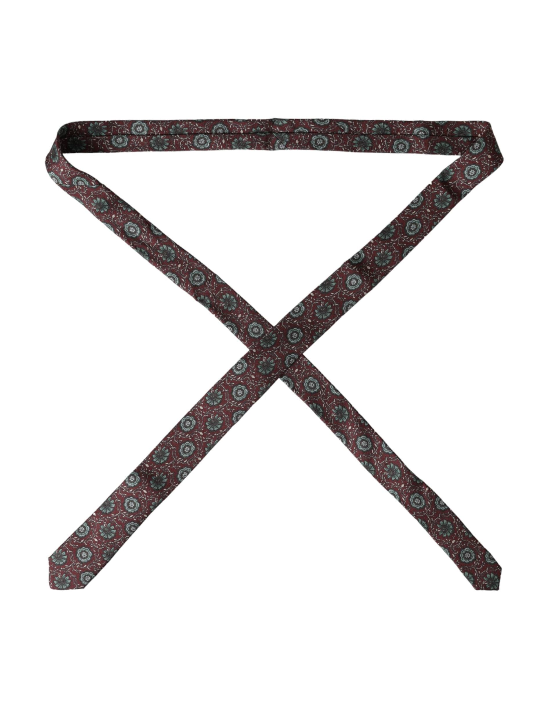 Maroon Floral 100% Silk Adjustable Men Tie - 3