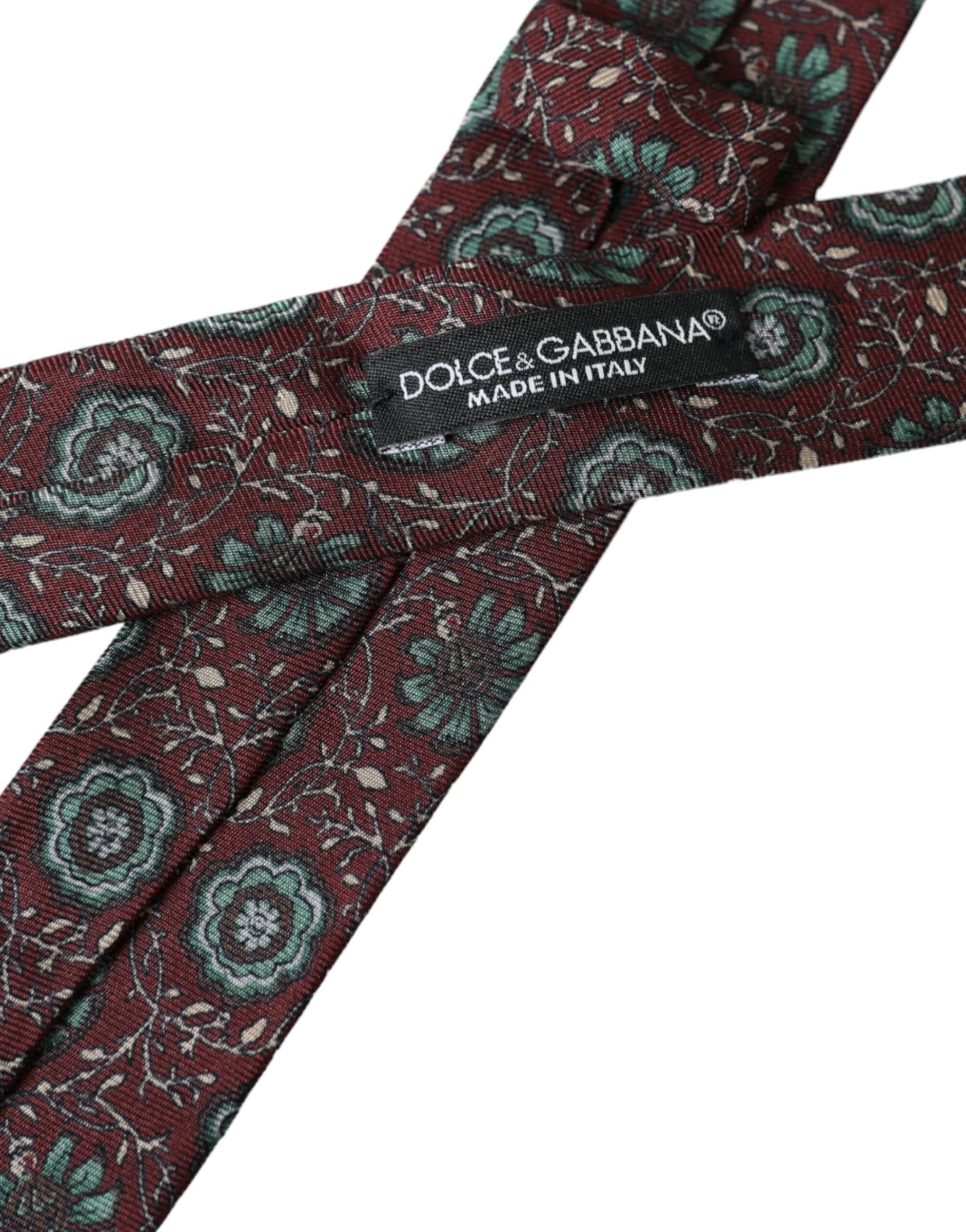 Maroon Floral 100% Silk Adjustable Men Tie - 4