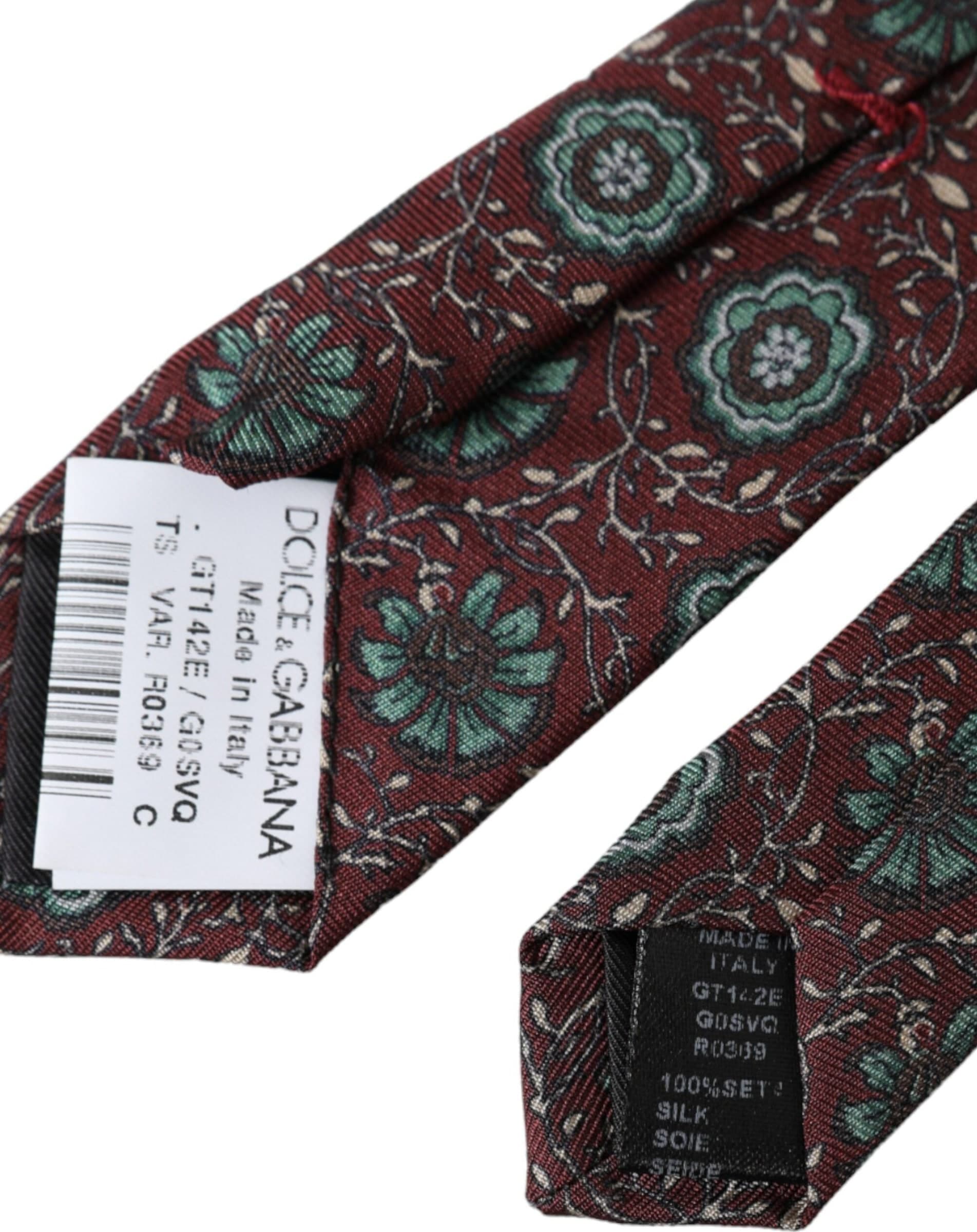 Maroon Floral 100% Silk Adjustable Men Tie - 5