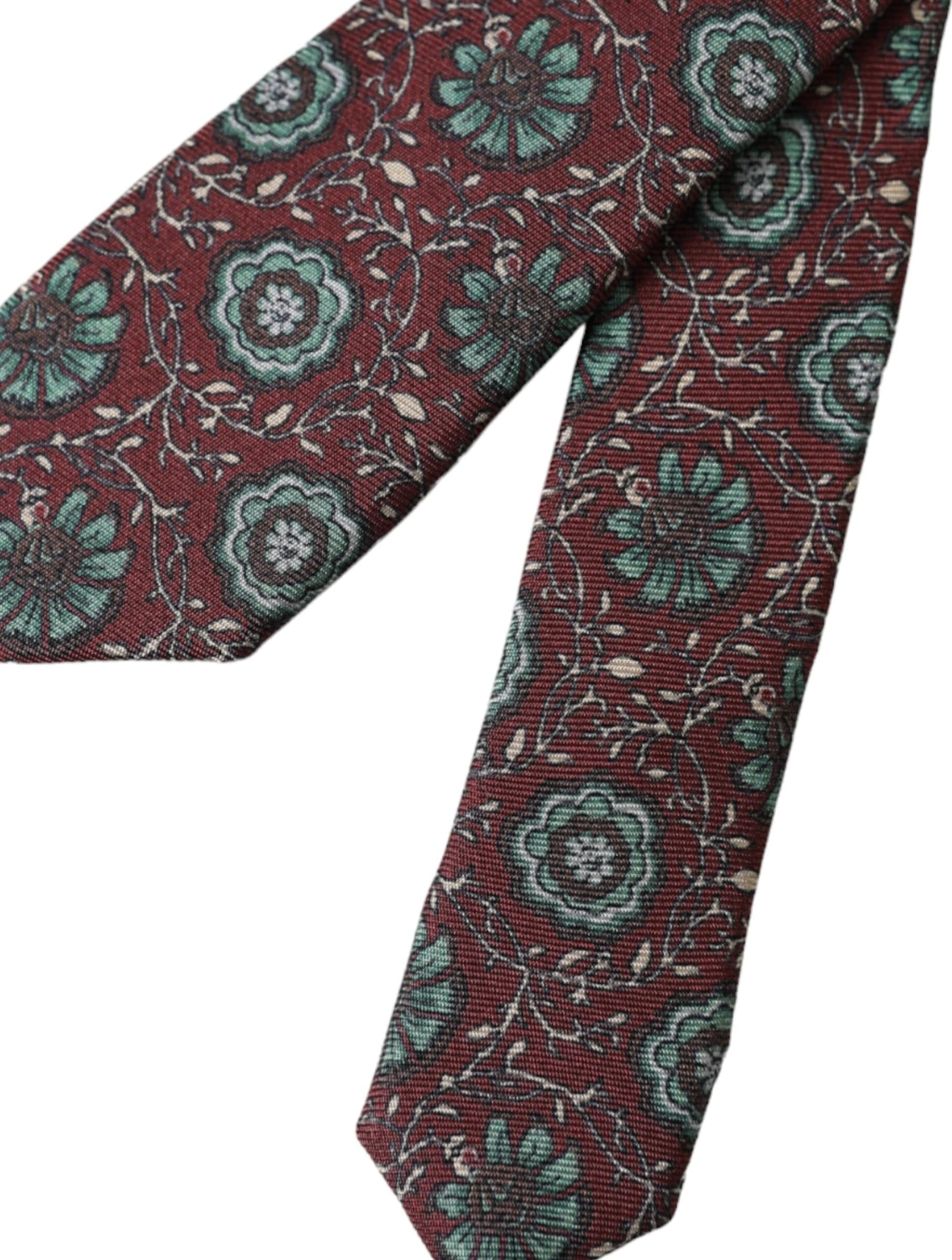 Maroon Floral 100% Silk Adjustable Men Tie - 6