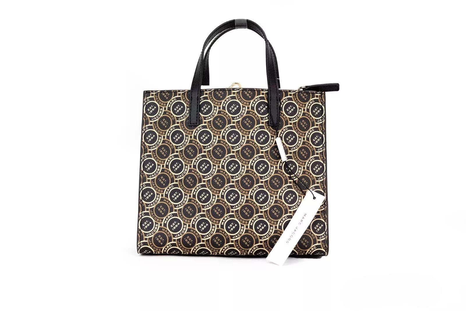 Marc Jacobs Mini Grind Signet Printed Leather Crossbody Tote Handbag Purse - 2