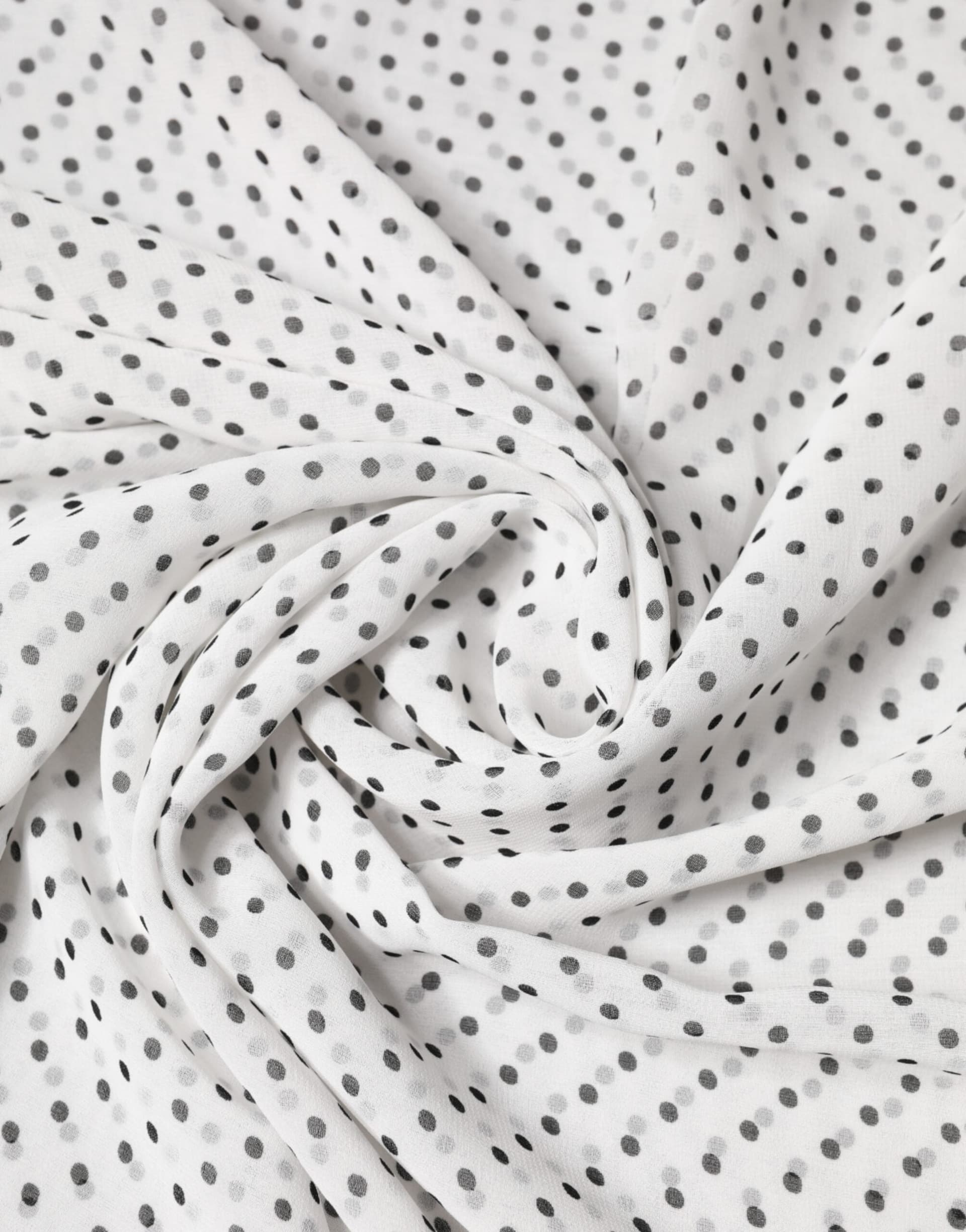 White Polka Dot Polyester Shawl Scarf - 3