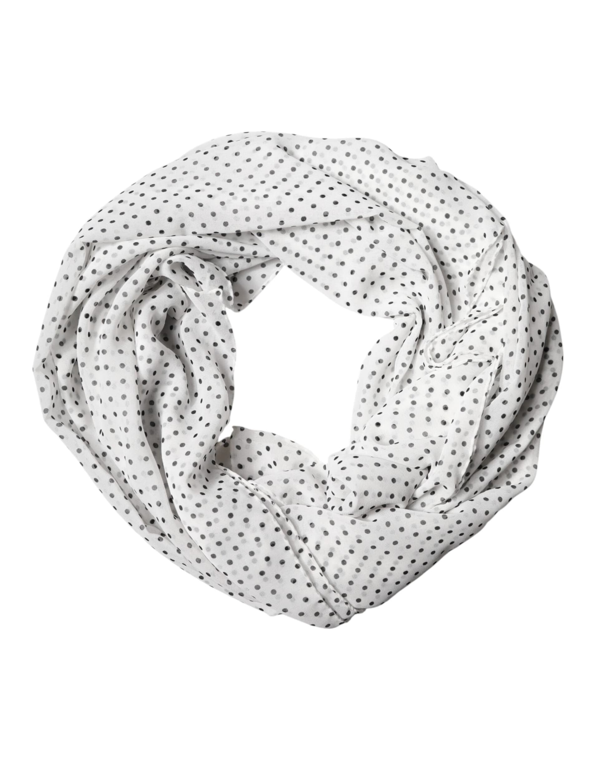White Polka Dot Polyester Shawl Scarf - 4