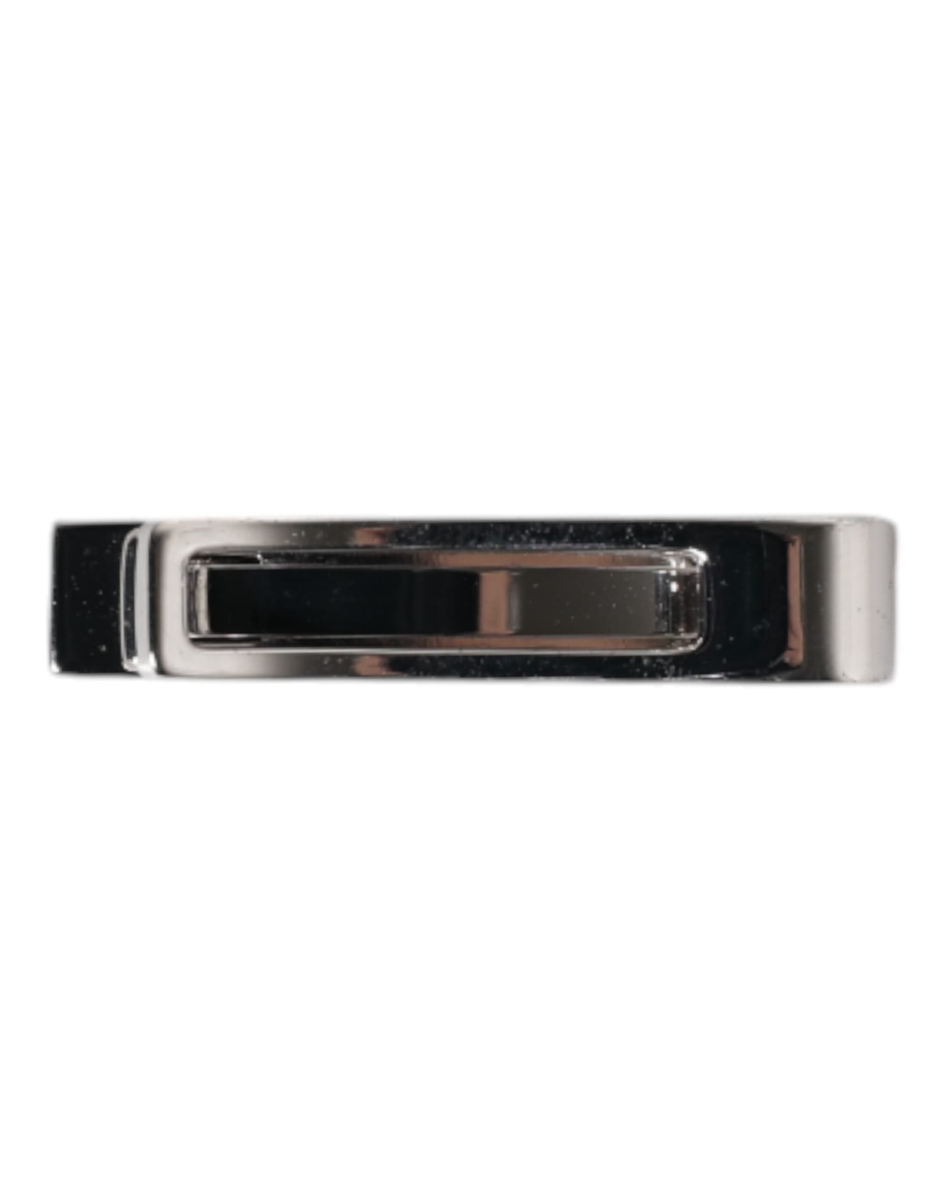 Silver Tone Brass Logo Branded Tie Clip Bar - 3