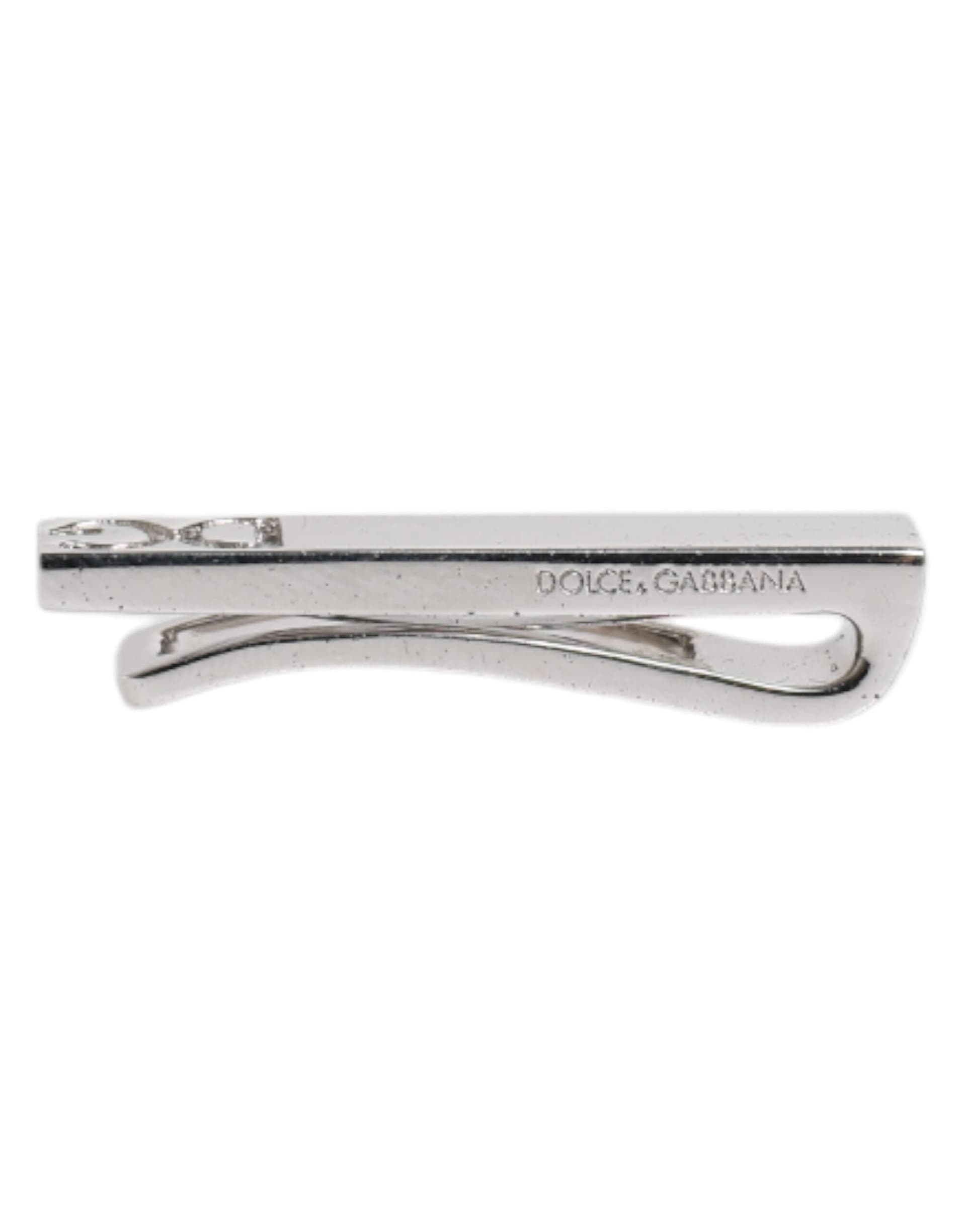 Silver Tone Brass Logo Branded Tie Clip Bar - 4