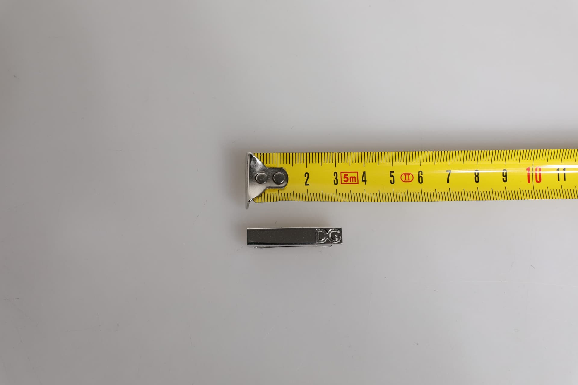 Silver Tone Brass Logo Branded Tie Clip Bar - 5
