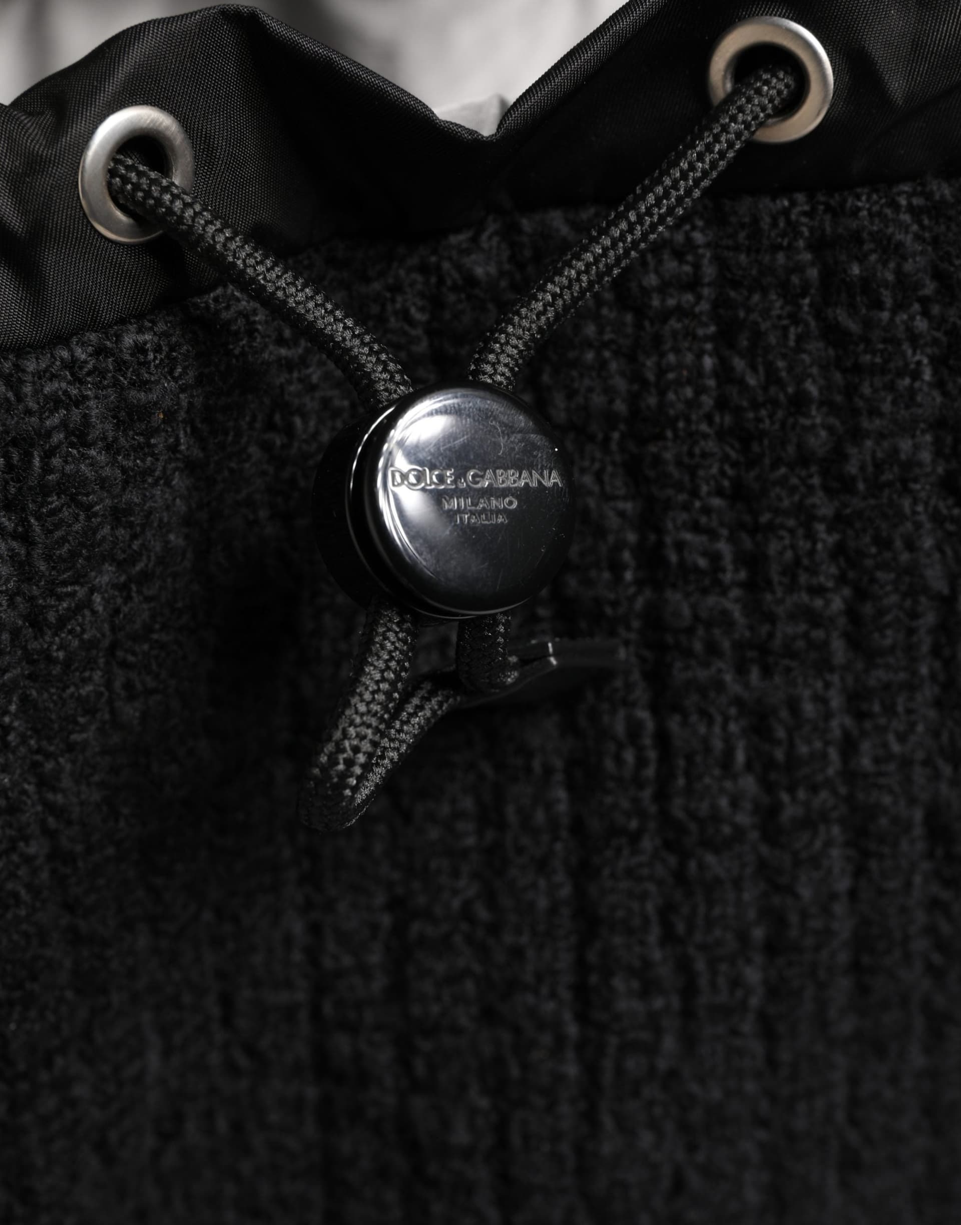 Black Tricot Wool Blend Duffel Backpack Travel Borse Bag - 5