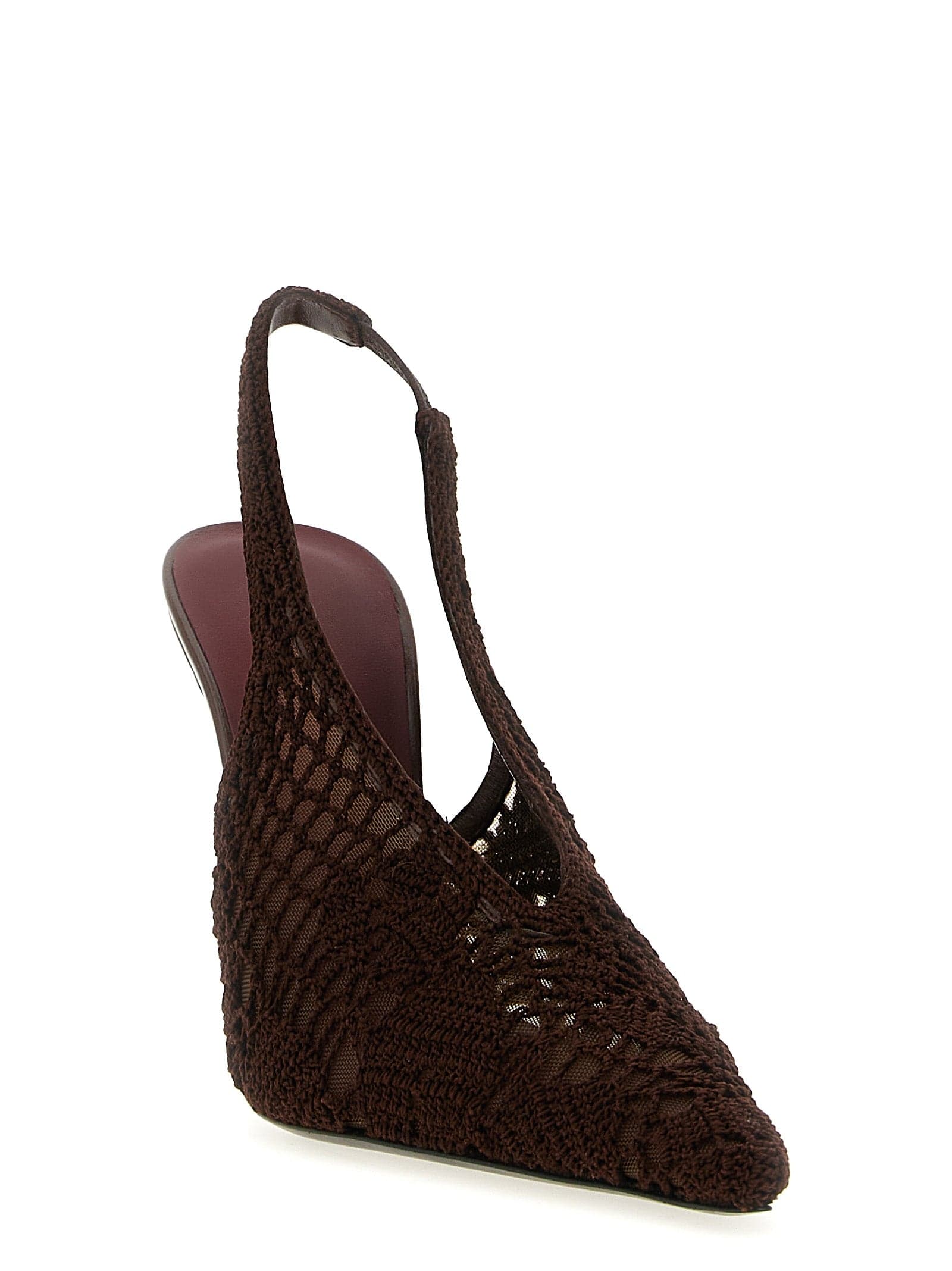 Brown Cotton High Heel Pumps - 2
