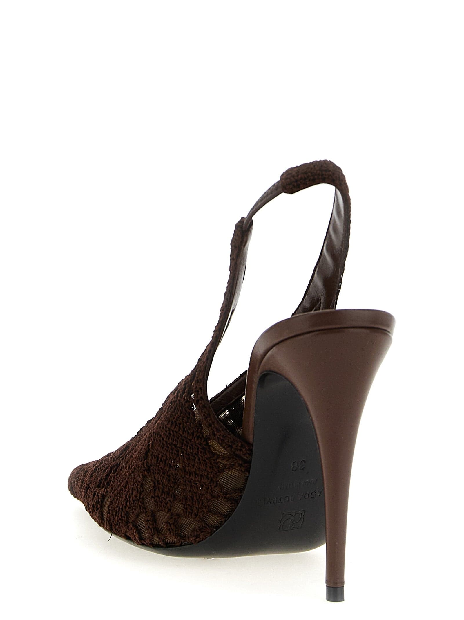 Brown Cotton High Heel Pumps - 3