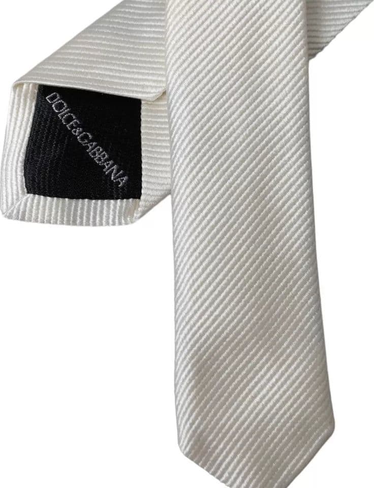 White Solid 100% Silk Adjustable Tie - 2