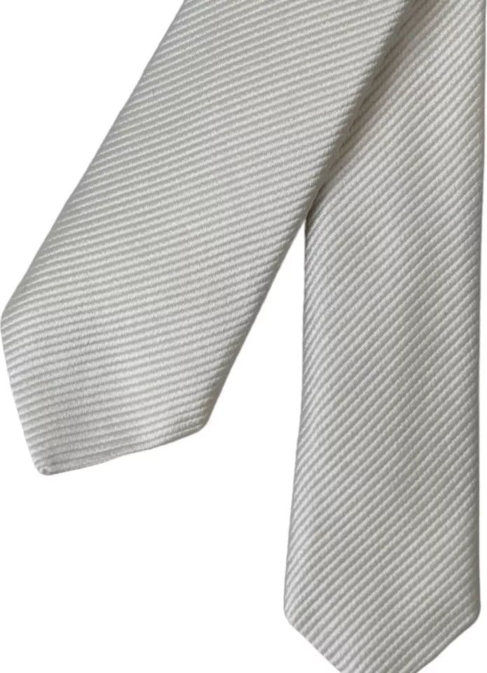 White Solid 100% Silk Adjustable Tie - 3