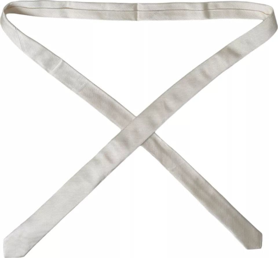 White Solid 100% Silk Adjustable Tie - 4